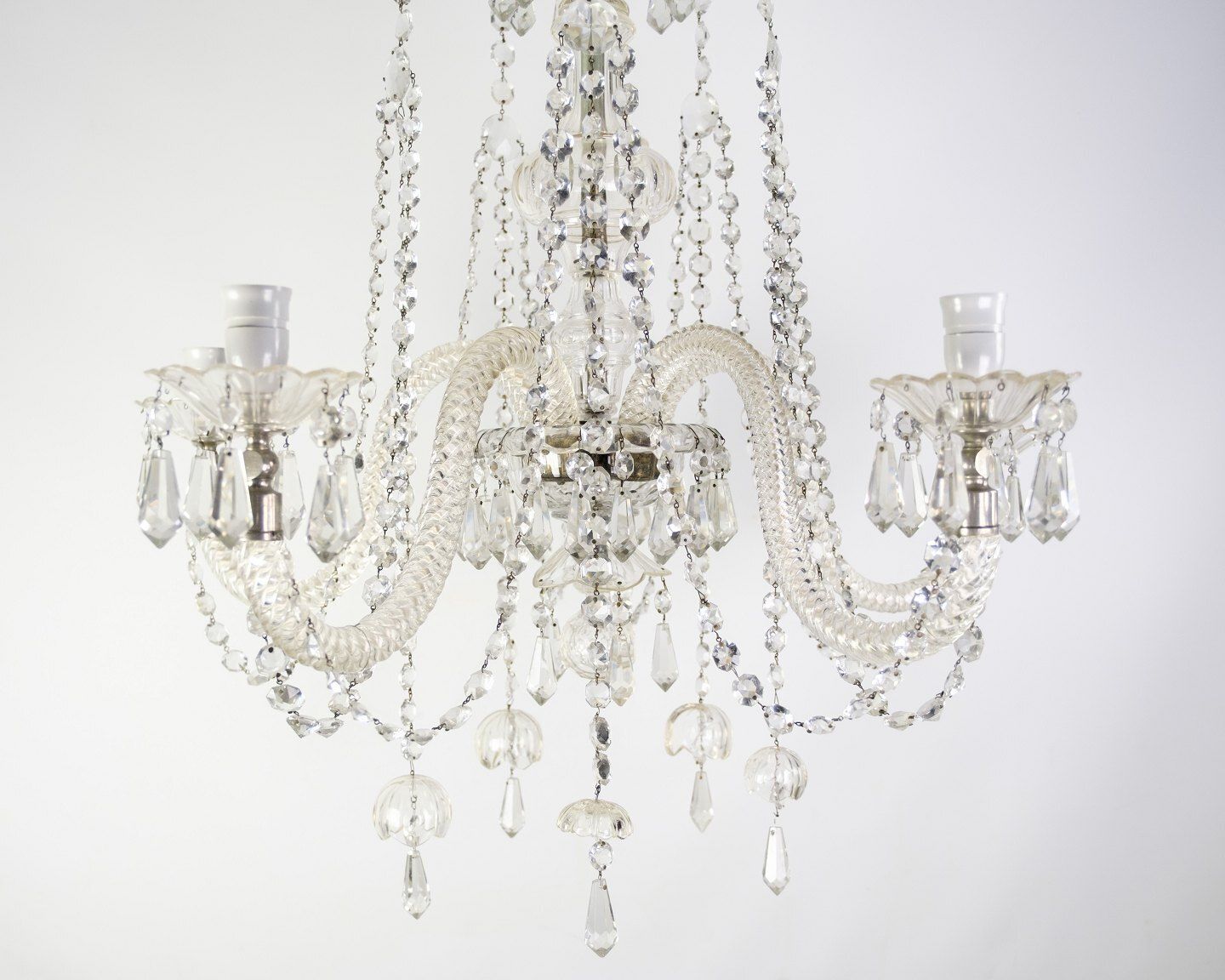 Prism Chandelier With Five Glass Arms & Electric Light Source  From 1890s photo furniture