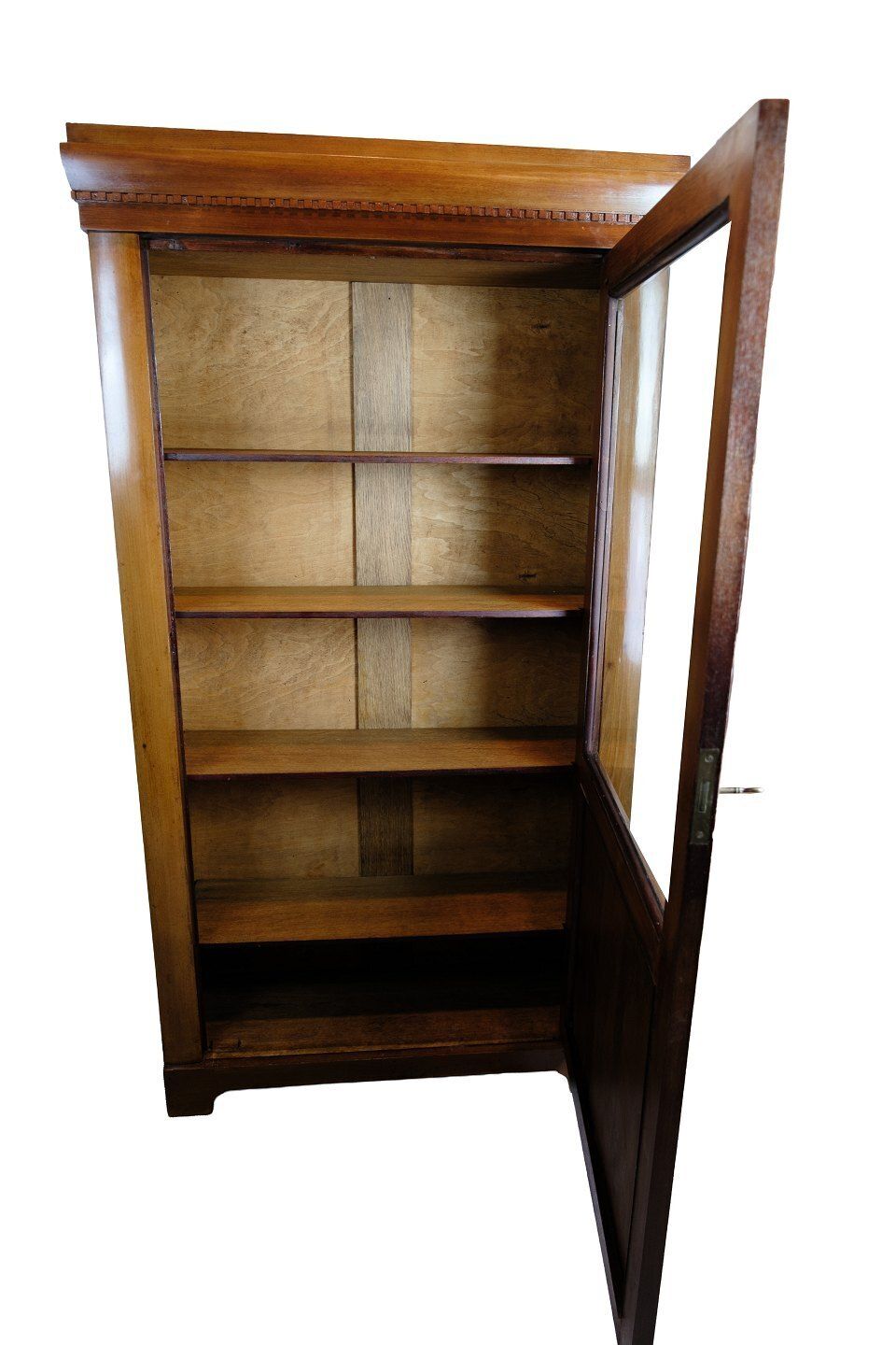 Antique Display Cabinet With Adjustable Shelves In  Hand Polished Mahogany From 1920s photo vinterior