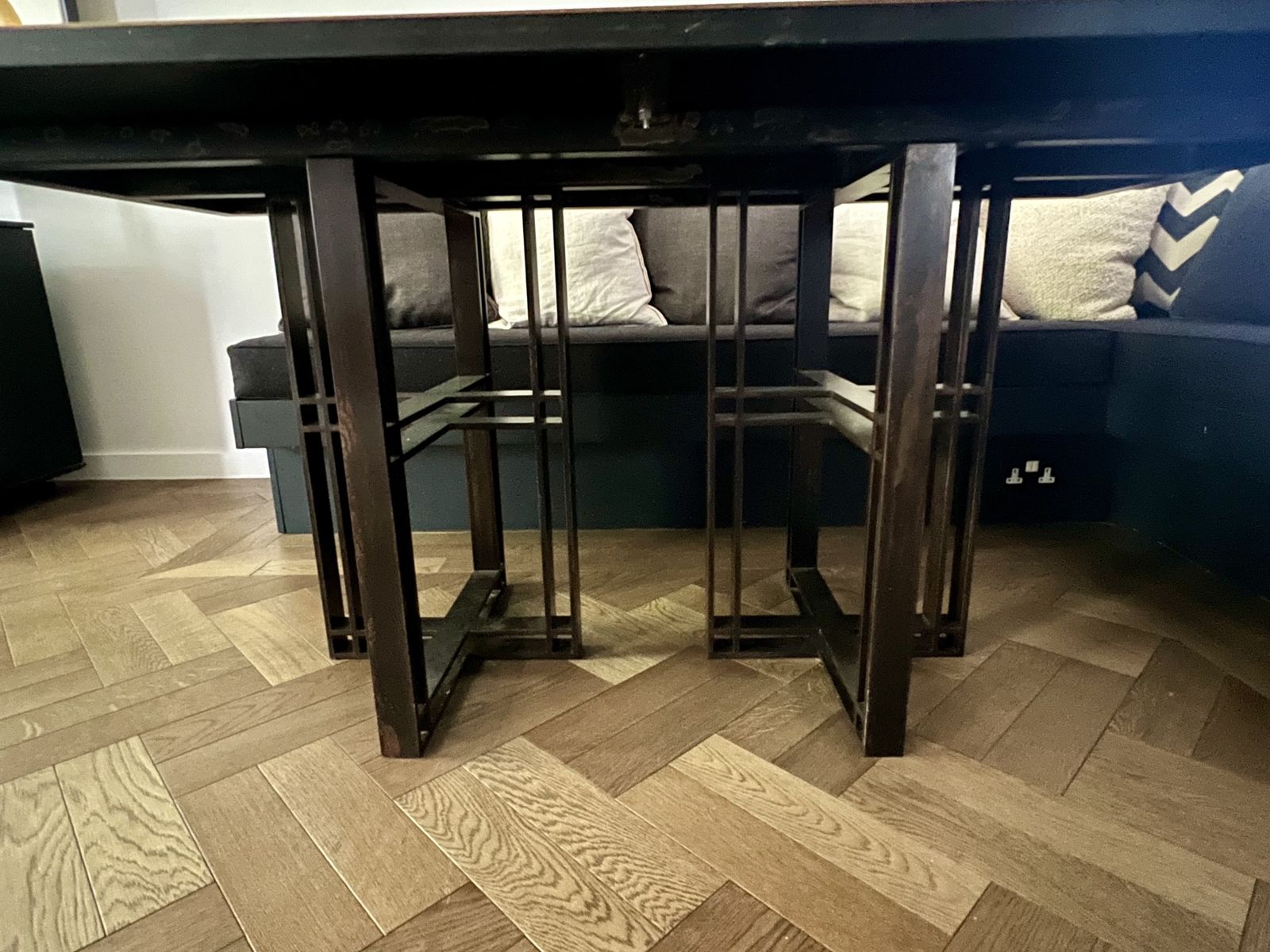Novocastrian Industrial Style Dining Table In Patinated Steel With Single Sheet Porcelain Top photo for sale