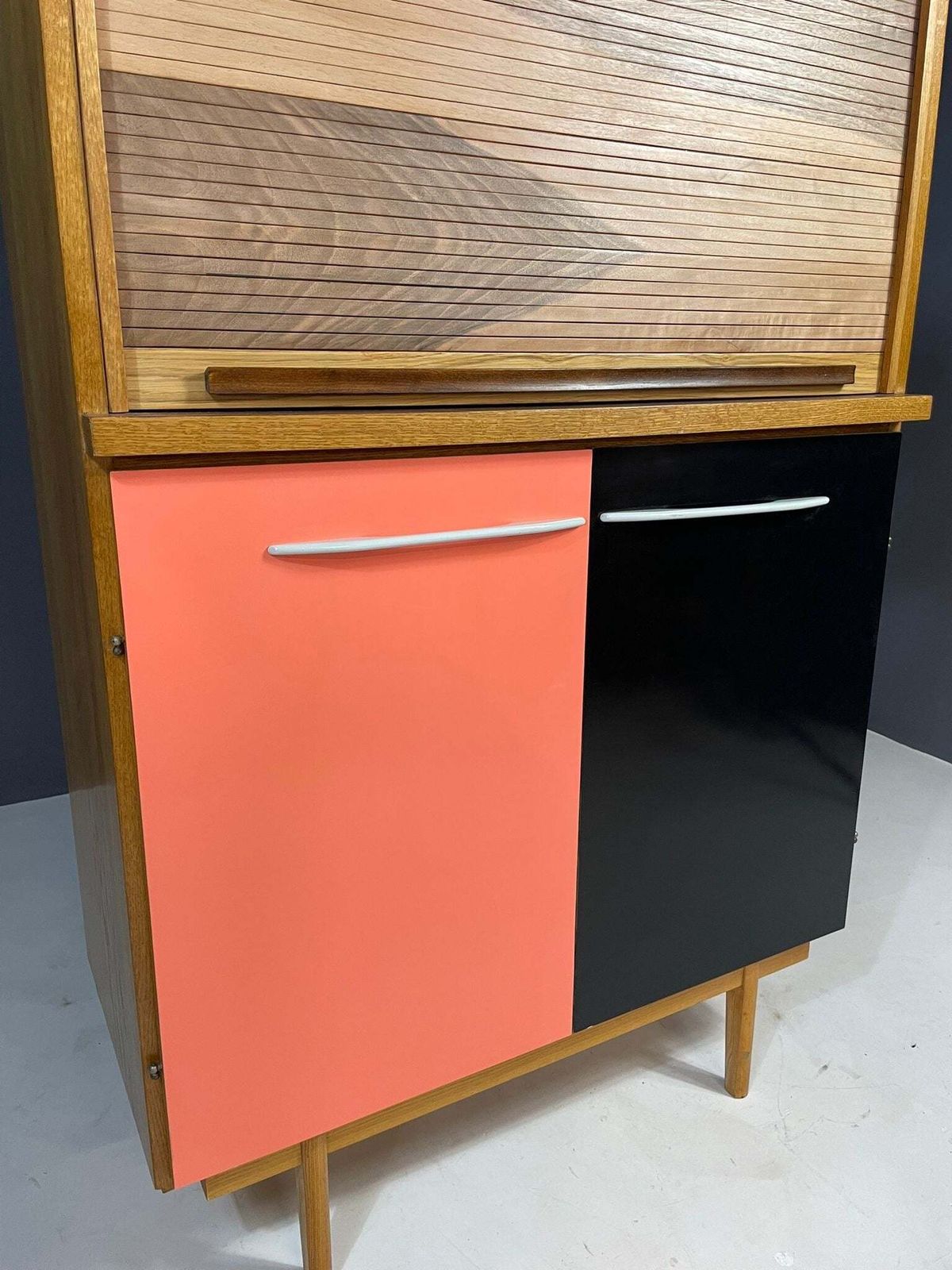 929.0 Mid Century Sideboard By Interiér Praha With Tambour Top, 1960s Czechoslovakia photo