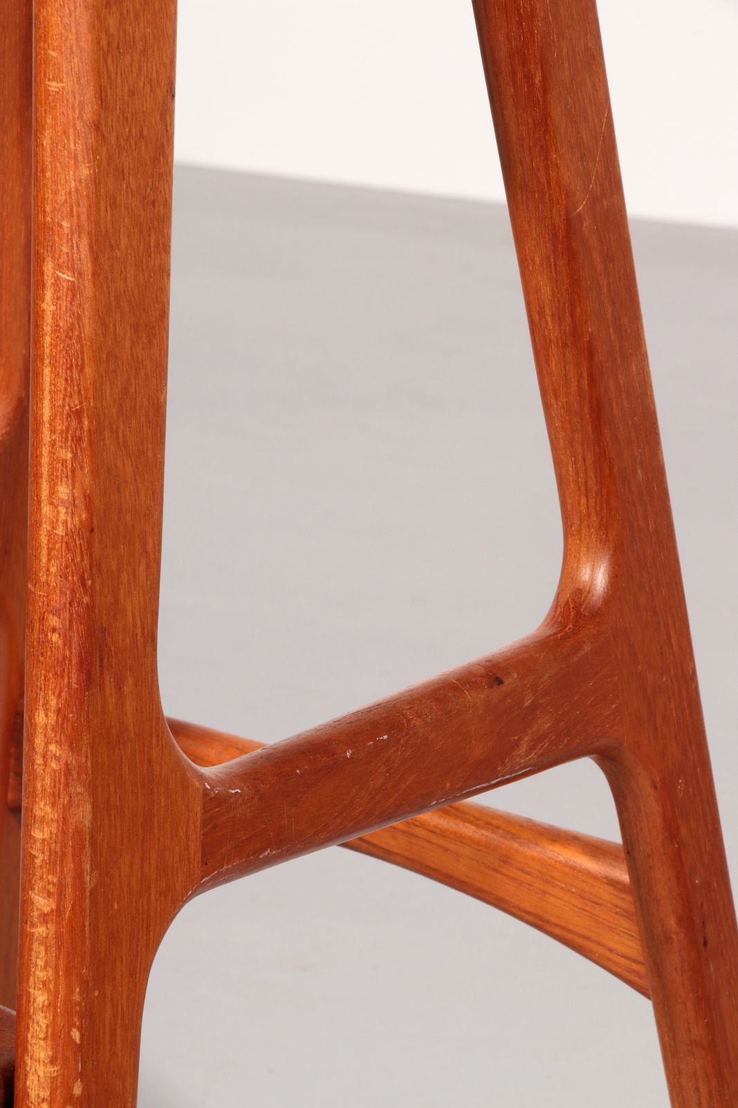 photo for sale Design Bar Stools In Wood And Black Leather By Erik Buch 1960