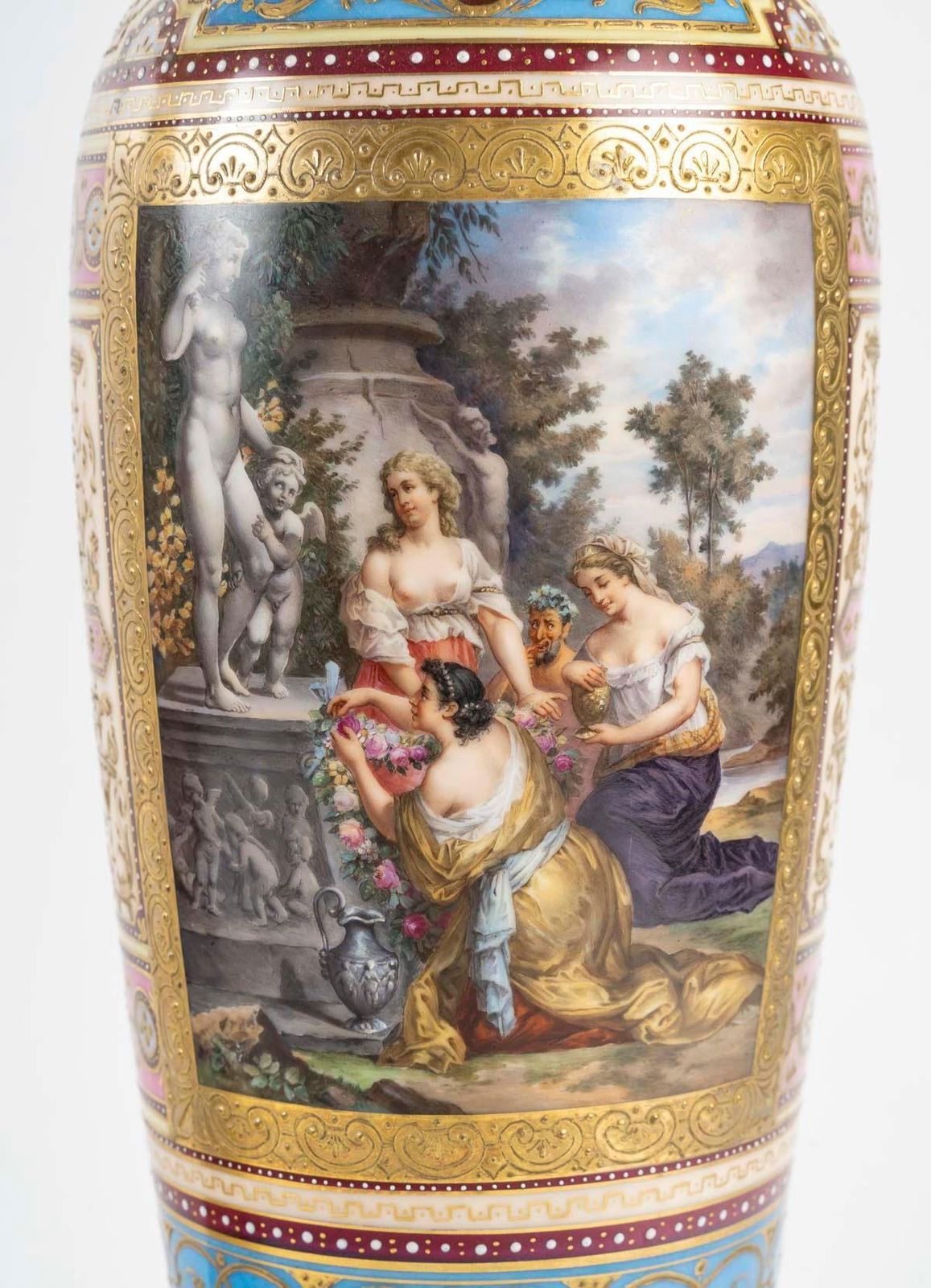 A Large Pair Of Vienna Porcelain And Gilt Bronze Candelabras, 19th Century. photo for sale