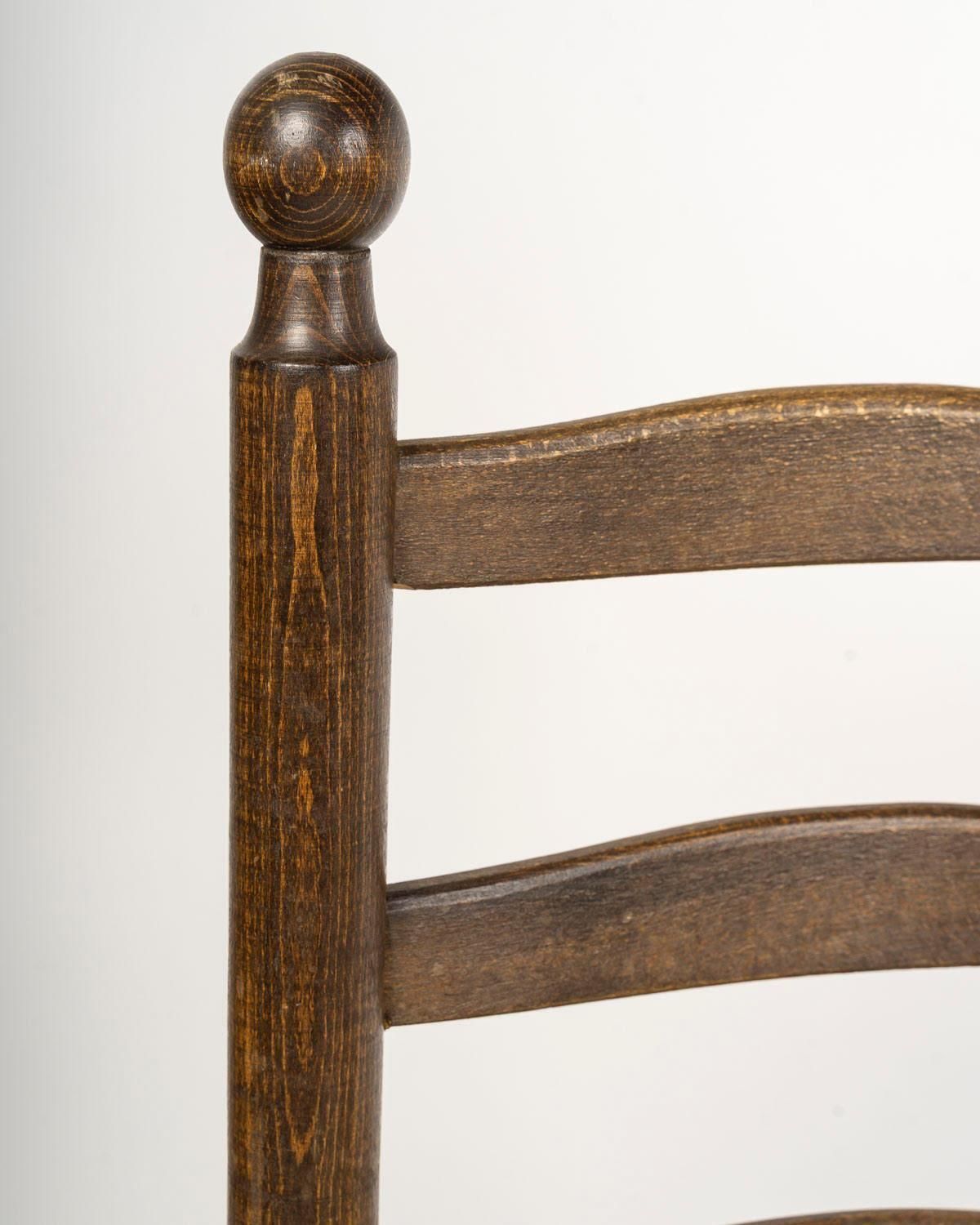 photo vinterior Set Of Six Charles Dudouyt Dining Chairs In Wood And Cane, 20th Century.