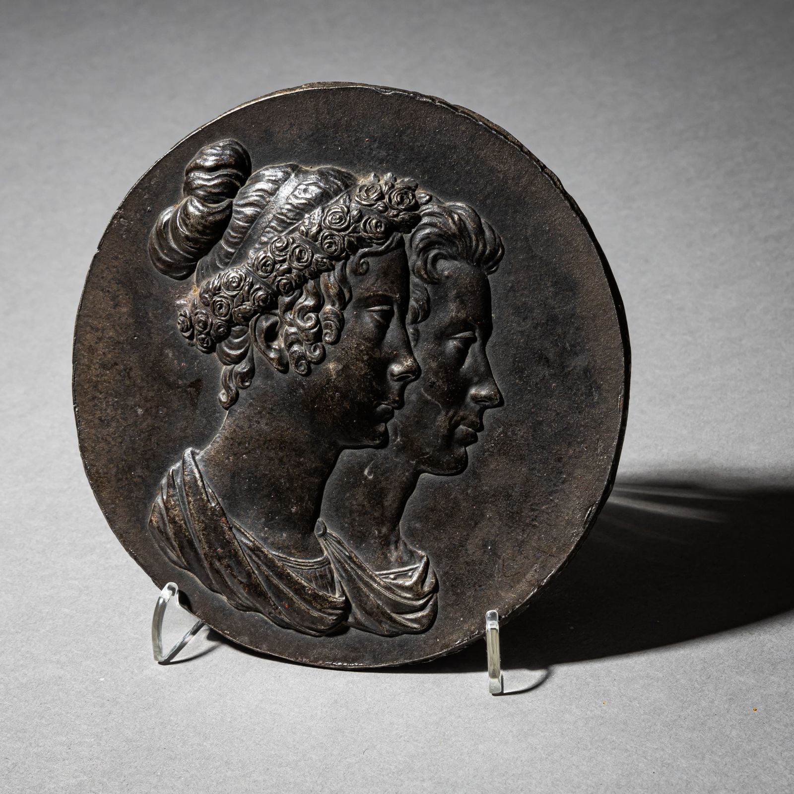 Double Portrait Relief In Medal Form, Berlin Iron, Early 19th Century photo furniture