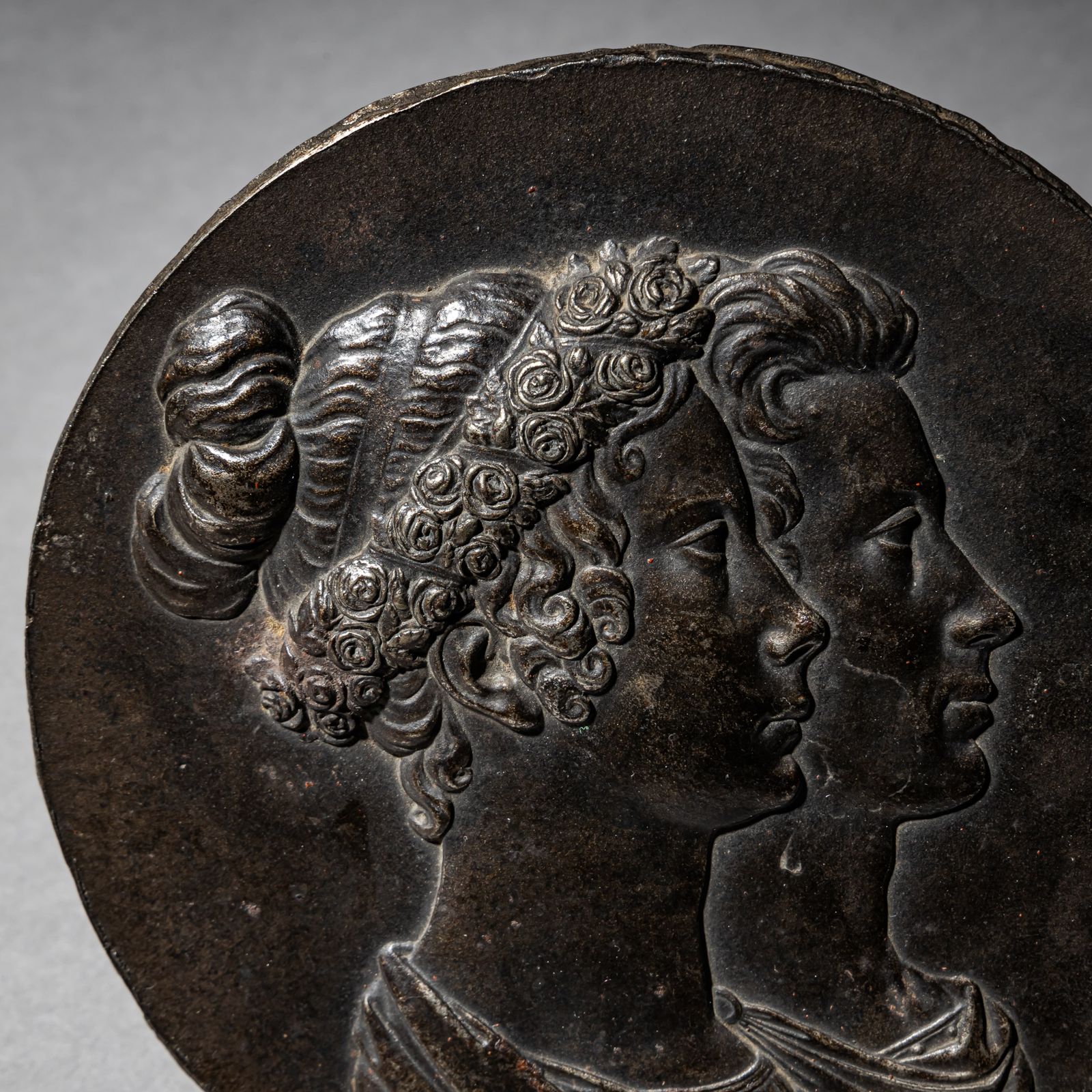 Double Portrait Relief In Medal Form, Berlin Iron, Early 19th Century