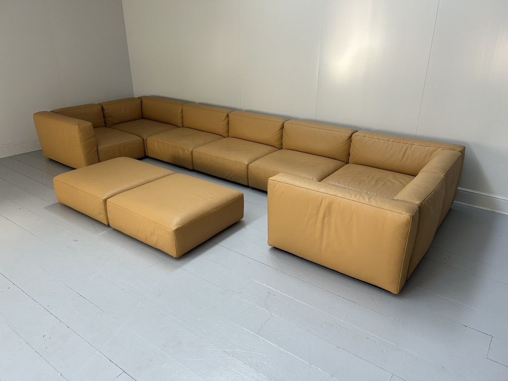 Cassina “271 Mex Cube” 10 Seat Sectional Sofa – In “Cat Z” Brown Leather photo vintage