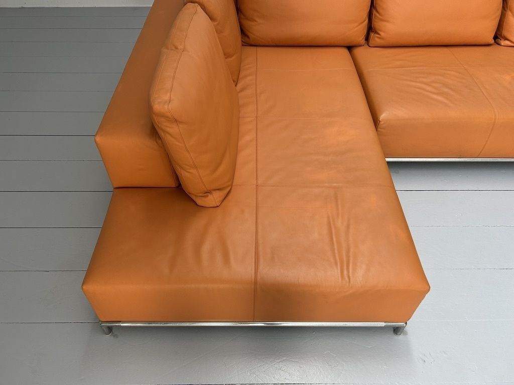 B&B Italia “George” L Shape Sofa – In Orange “Gamma” Leather photo vintage