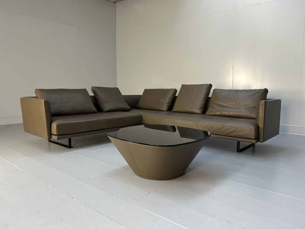 Walter Knoll “Prime Time 490” L Shape Sofa & “Ameo” Table – In Clay “Safari” Leather photo for sale