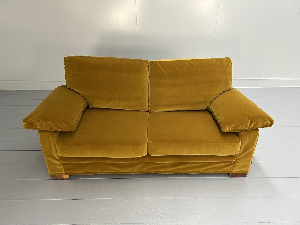 Flexform “Cushion Arm” 2.5 Seat Sofa & Armchair – In Mustard Gold Velvet photo vintage