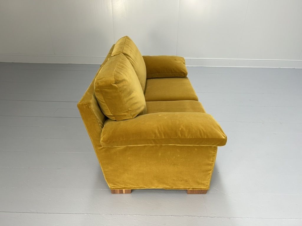 photo furniture Flexform “Cushion Arm” 2.5 Seat Sofa & Armchair – In Mustard Gold Velvet
