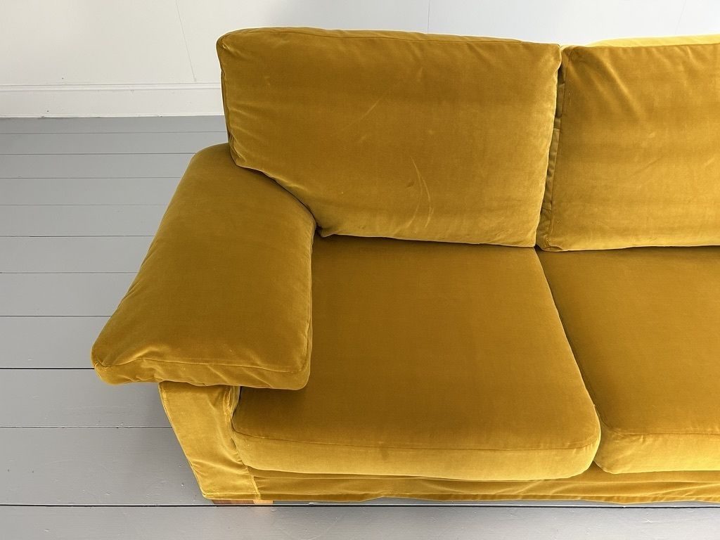 Furniture Flexform “Cushion Arm” 2.5 Seat Sofa & Armchair – In Mustard Gold Velvet photo
