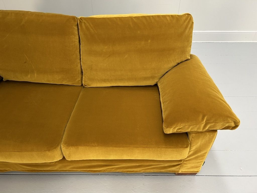 4900.0 Flexform “Cushion Arm” 2.5 Seat Sofa & Armchair – In Mustard Gold Velvet photo