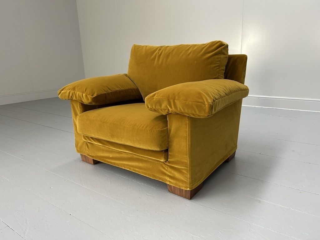 photo vinterior Flexform “Cushion Arm” 2.5 Seat Sofa & Armchair – In Mustard Gold Velvet