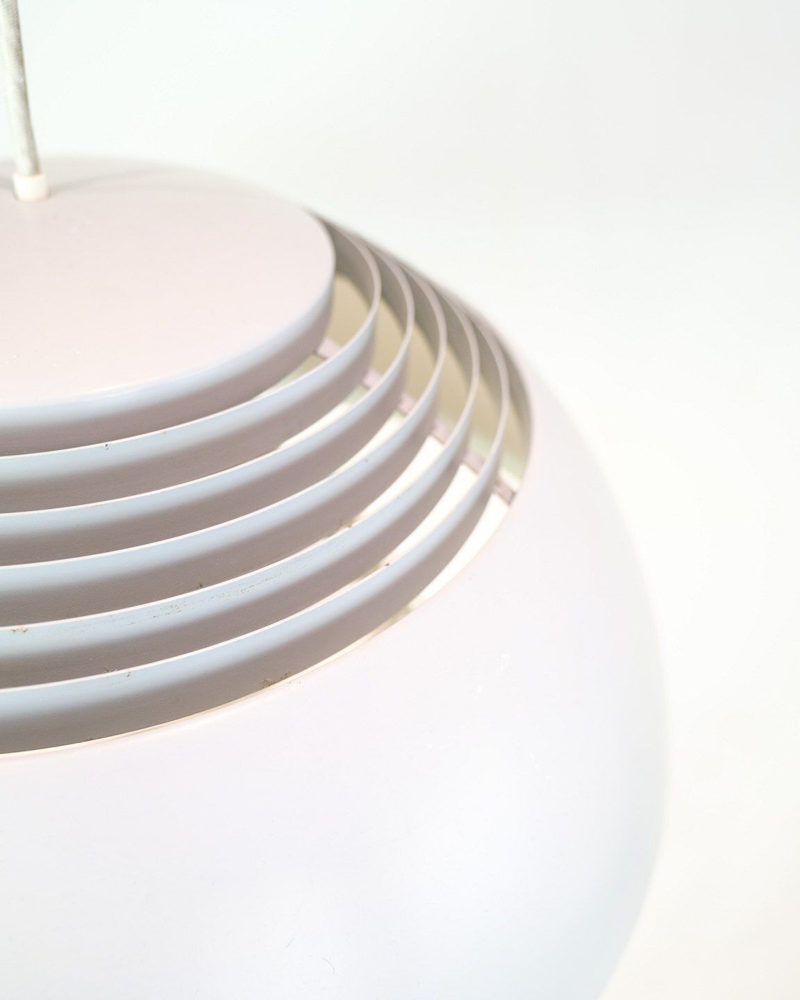 White Aj Royal Pendant In Aluminum & Steel  By Arne Jacobsen For Louis Poulsen From 1960s photo Lighting