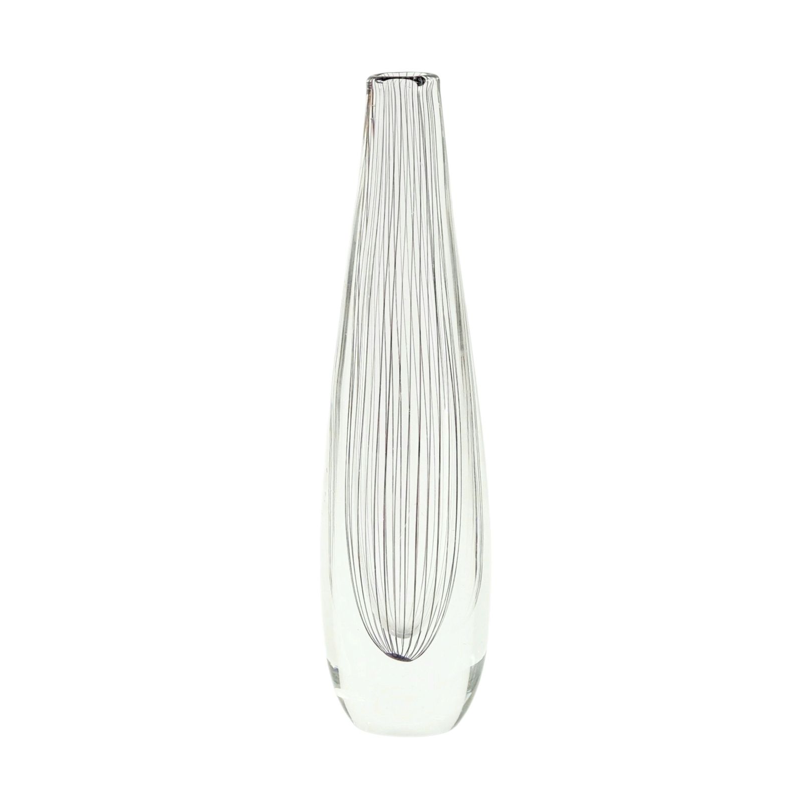Large Mid Century Scandinavian Striped Glass Vase By Vicke Lindstrand For Kosta, Sweden, 1950s