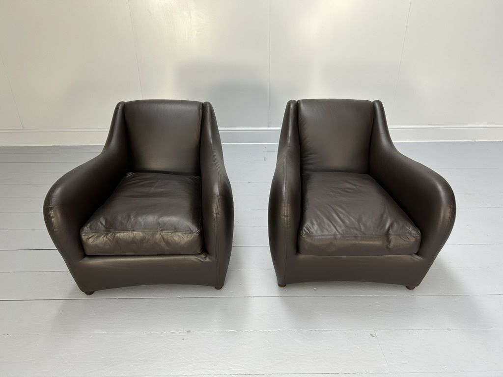 Pair Of Scp Matthew Hilton “Balzac” Armchairs & Ottoman – In Nubuck Leather photo 5900.0