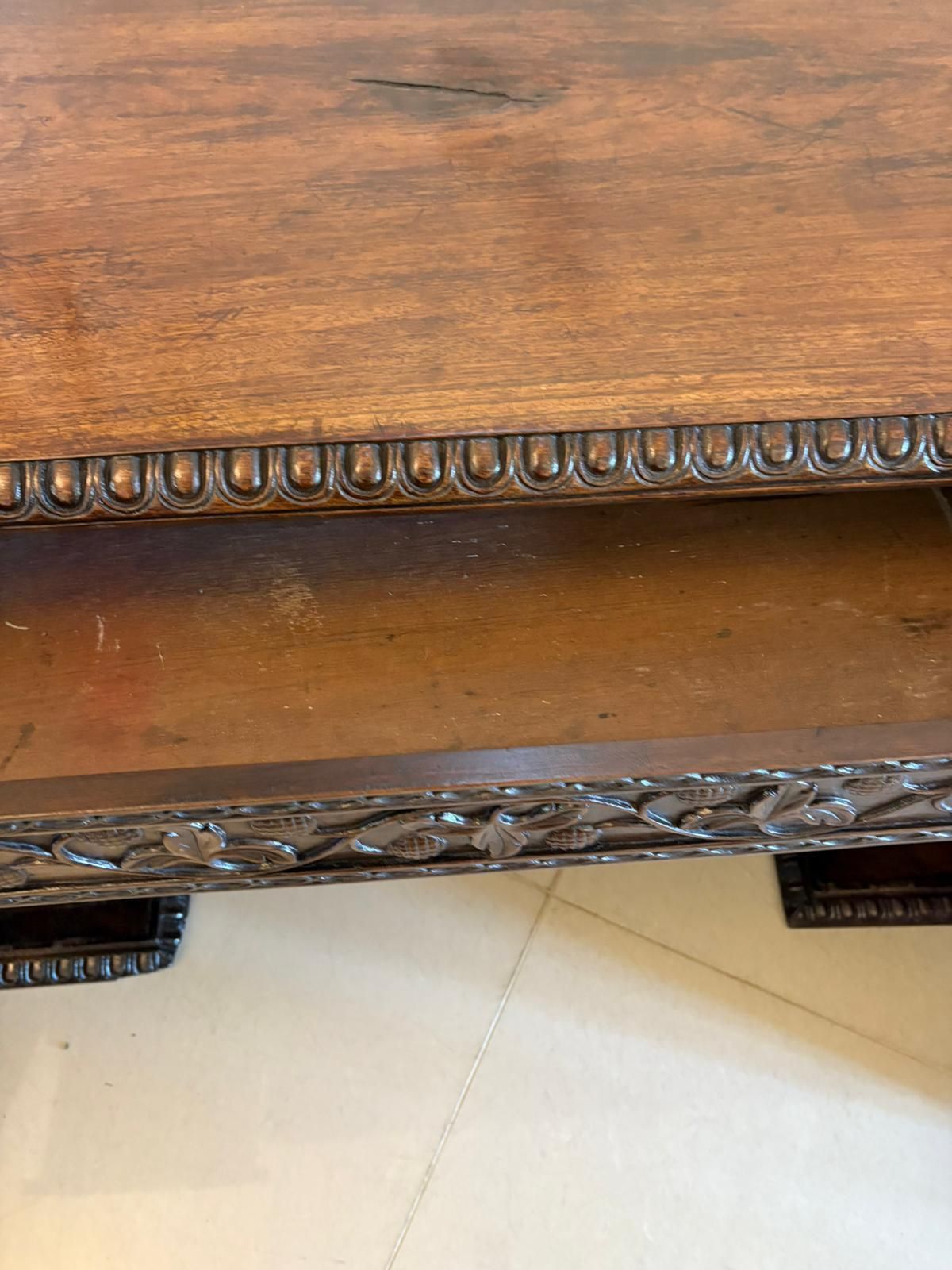 Antique Ornate Small Carved Anglo Indian Padauk Inverted Breakfront Pedestal Sideboard photo Furniture