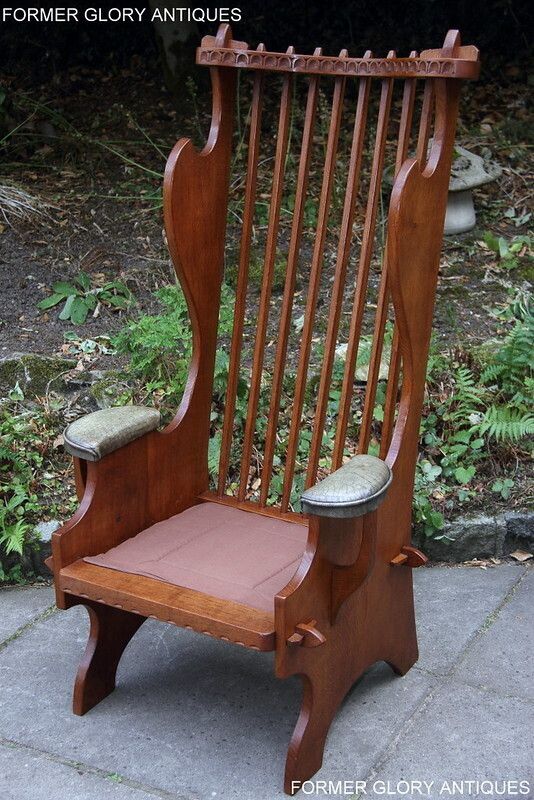 Furniture A Rupert / Nigel Griffiths Carved Oak Derbyshire Wing Back Leather / Armchair photo