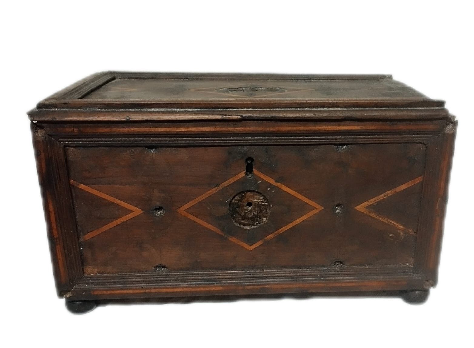 Antique 17th Century Inlaid Wooden Box Ancient Inlaid Wooden photo for sale