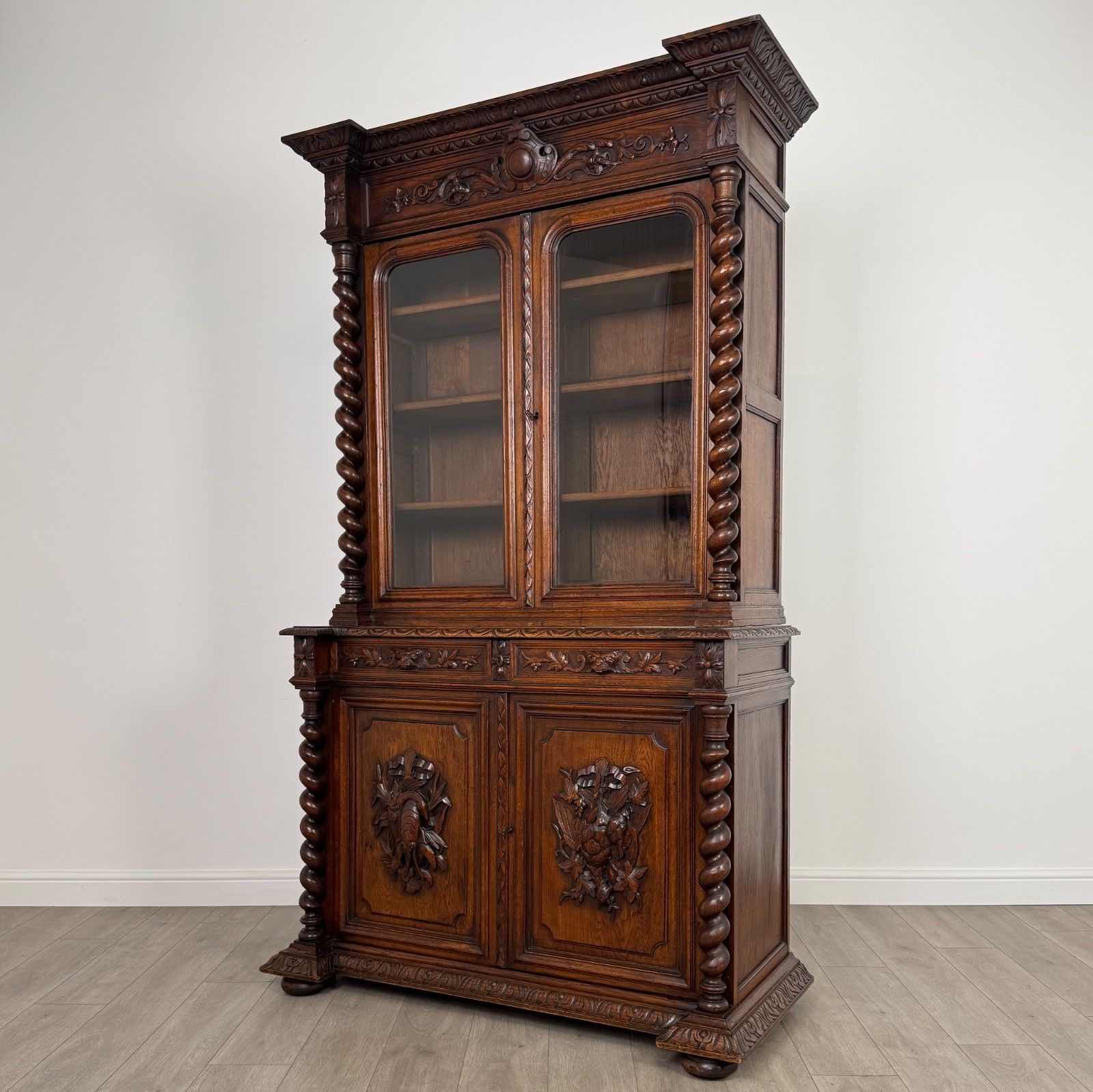 Antique 19th Century Renaissance Revival Bookcase In Oak photo Furniture