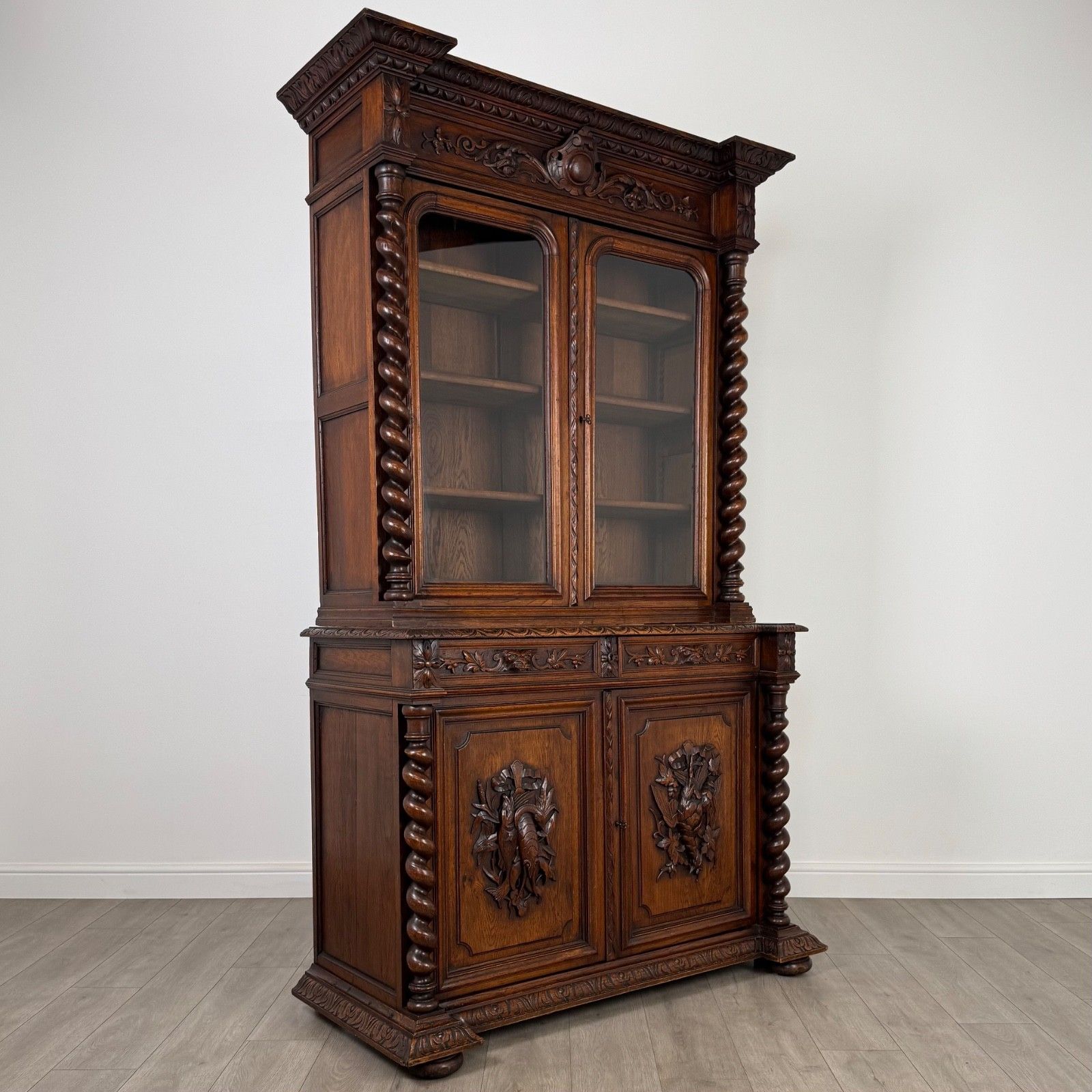 photo for sale Antique 19th Century Renaissance Revival Bookcase In Oak