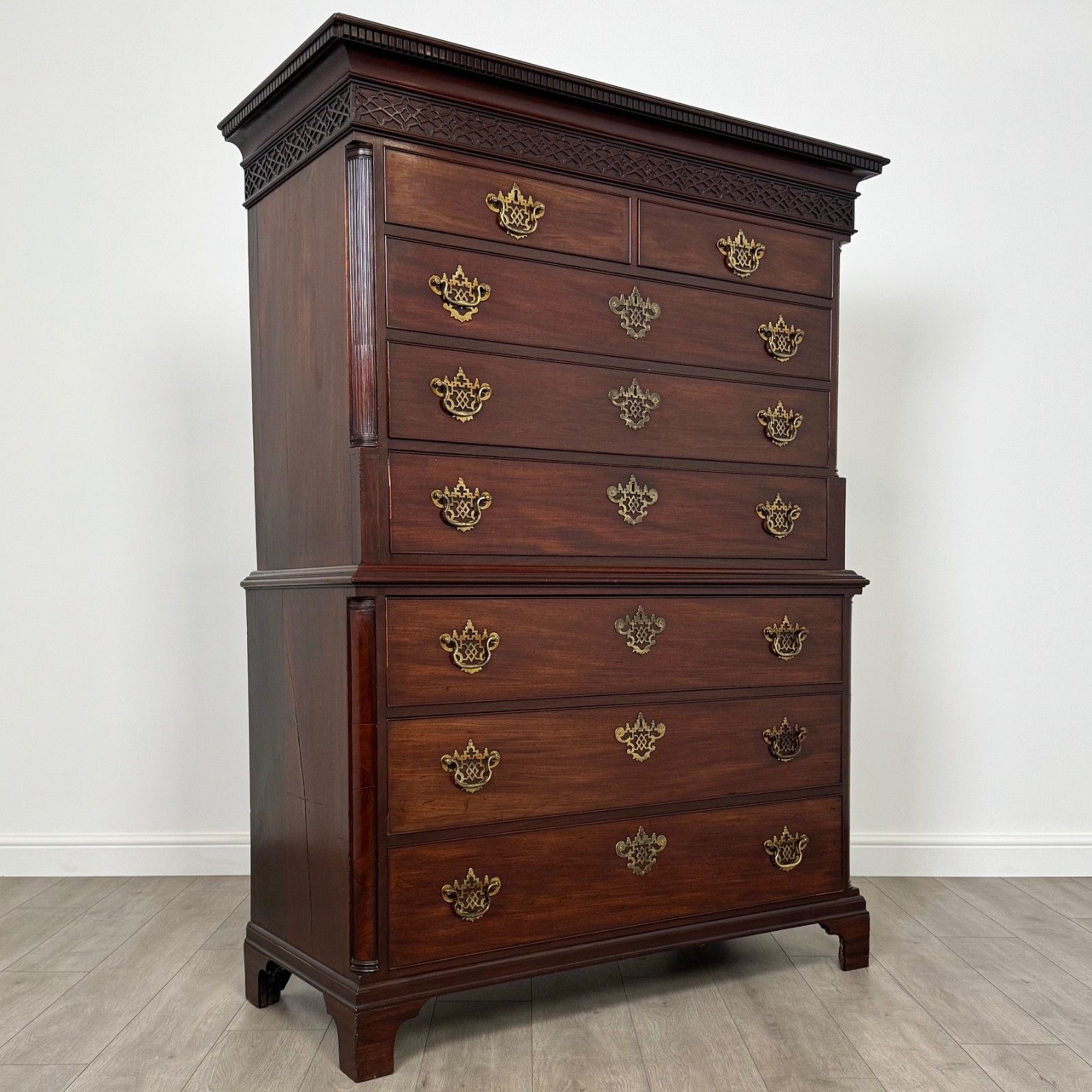 Antique 18th Century Finest Quality Mahogany Chest On Chest photo vintage