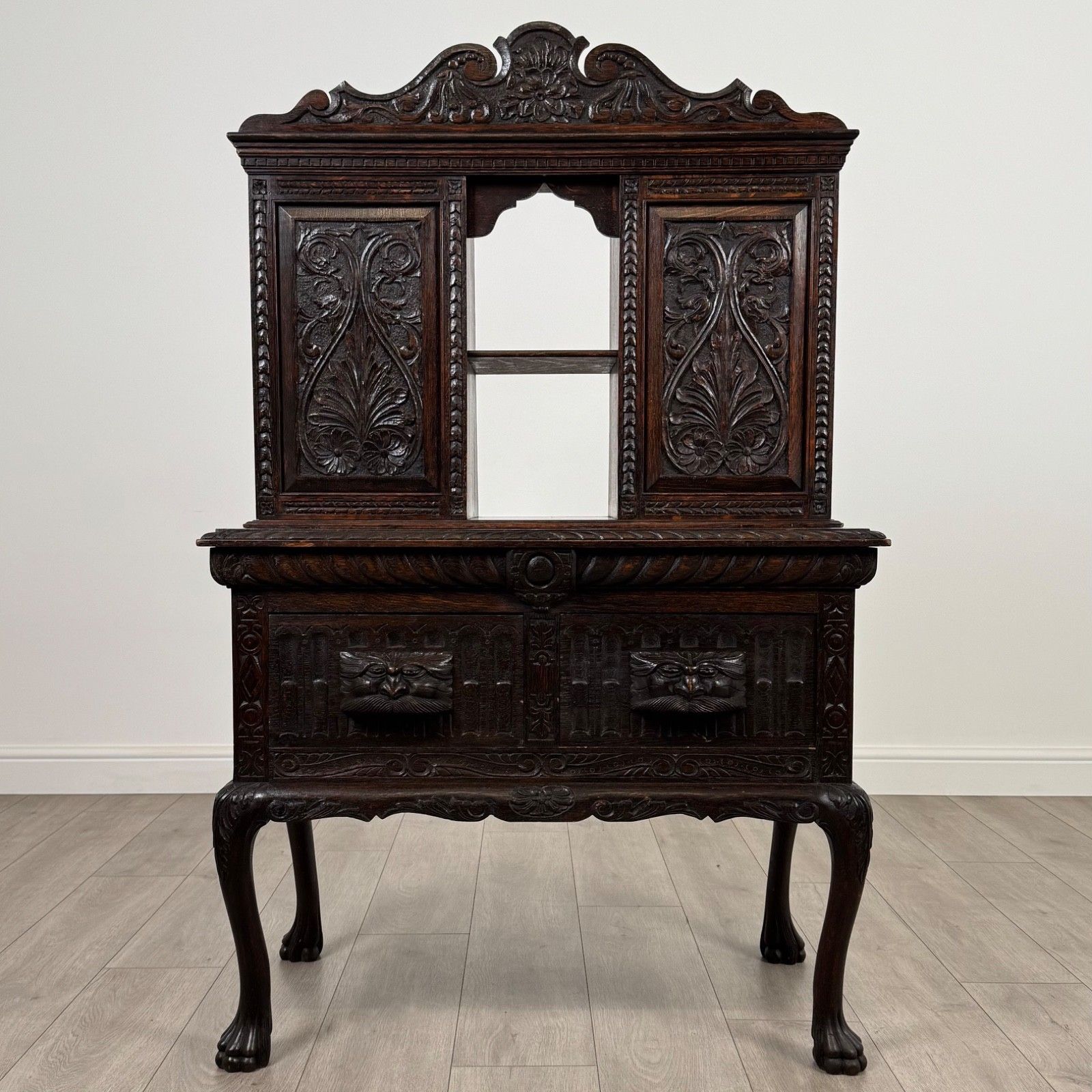 Antique 19th Century Heavily Carved Oak Cabinet