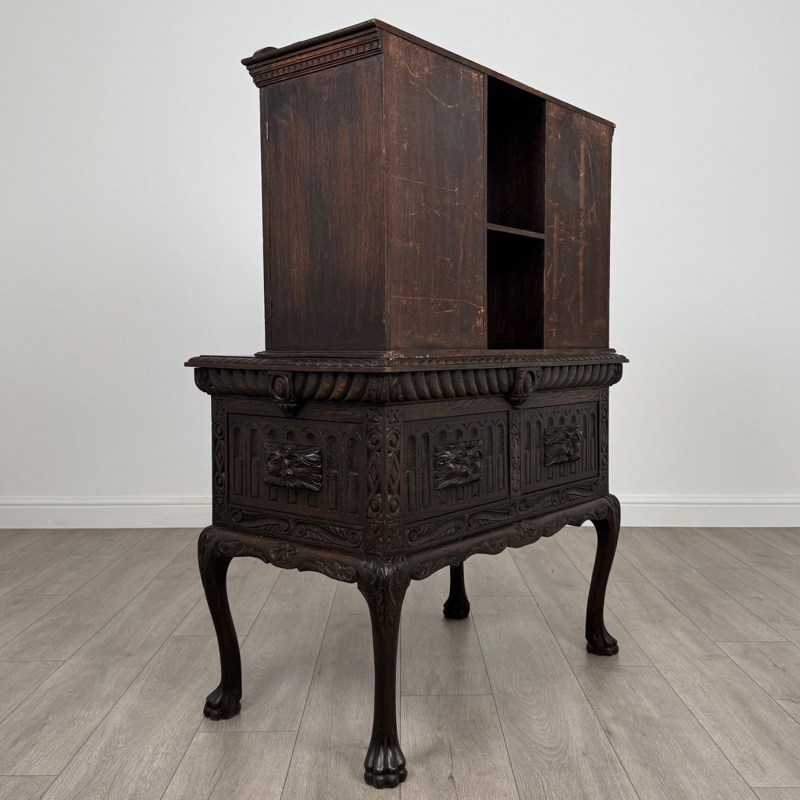 Antique 19th Century Heavily Carved Oak Cabinet photo 895.0