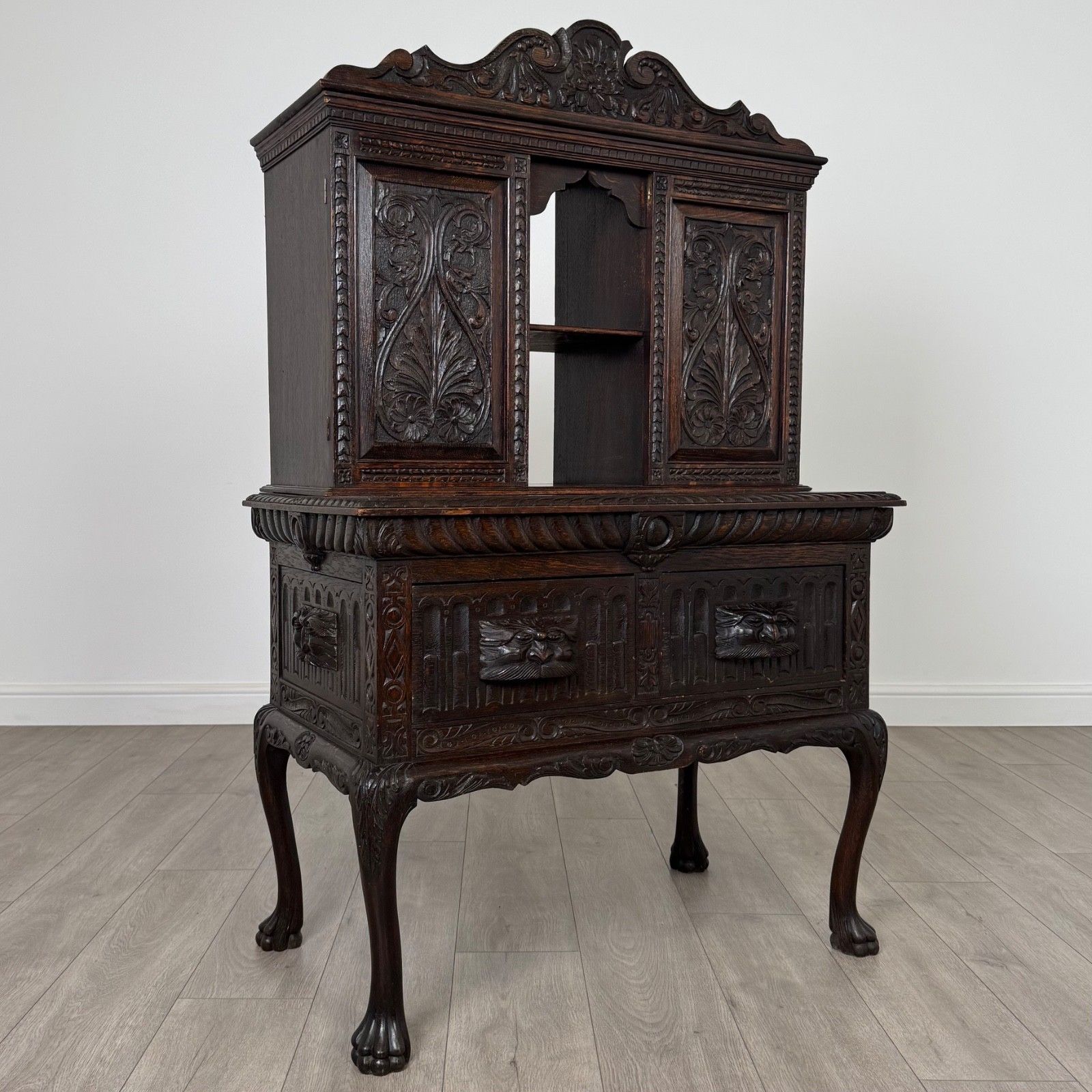 photo furniture Antique 19th Century Heavily Carved Oak Cabinet