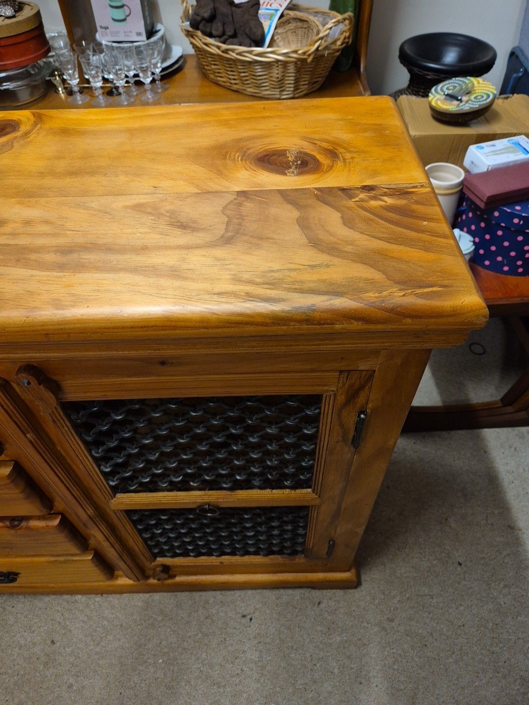 Gorgeous Solid Wood & Cast Iron Cupboard/Sideboard With 4 Drawers photo vintage