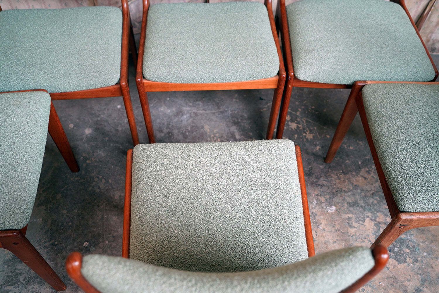 1800.0 A Set Of Six Danish 1960's Chase Erwin Upholstered Teak Dining Chairs photo