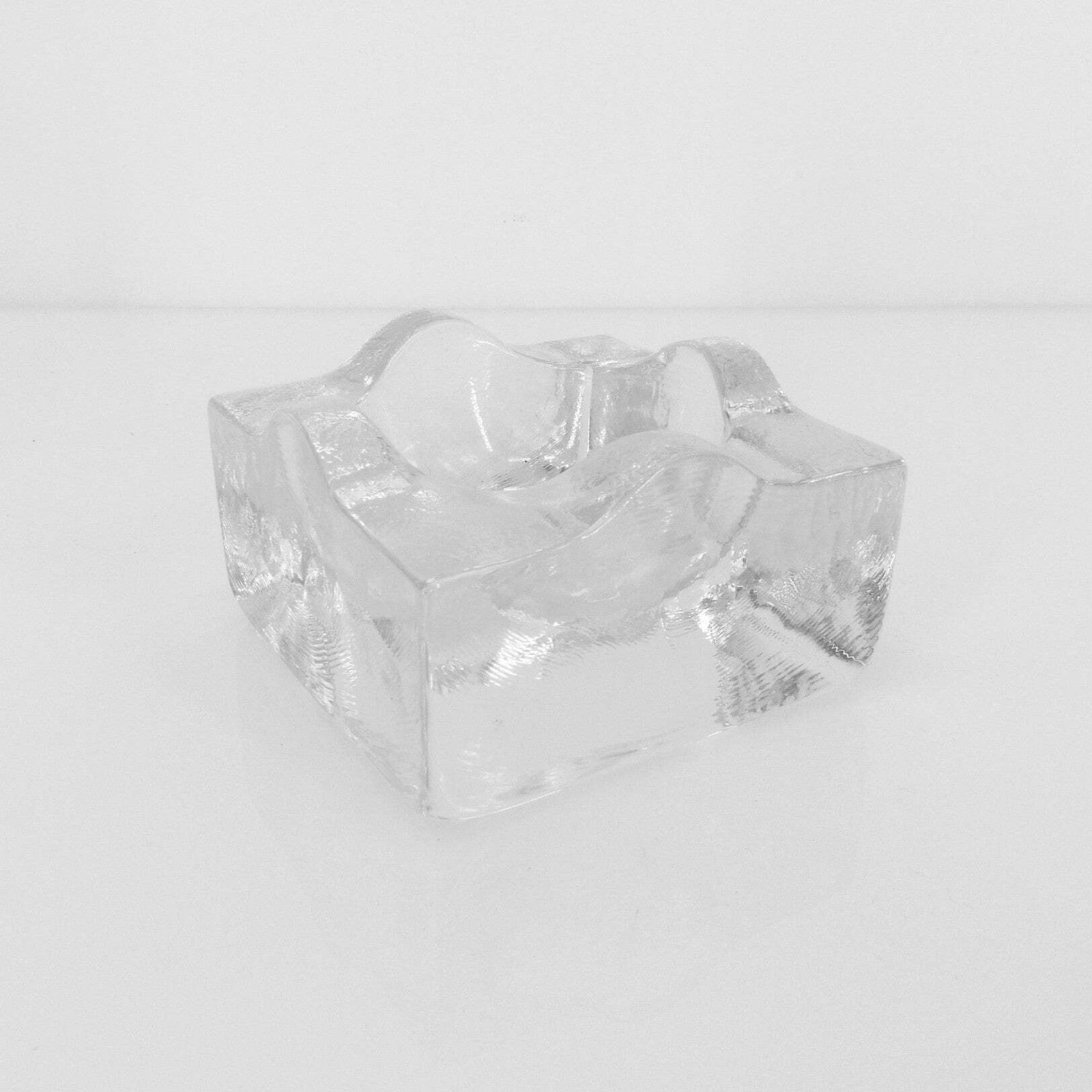 Sculptural Ashtray In Clear Glass, Puzzle Model, Design Bertil Vallien, Boda åfors, Sweden, Circa 1970