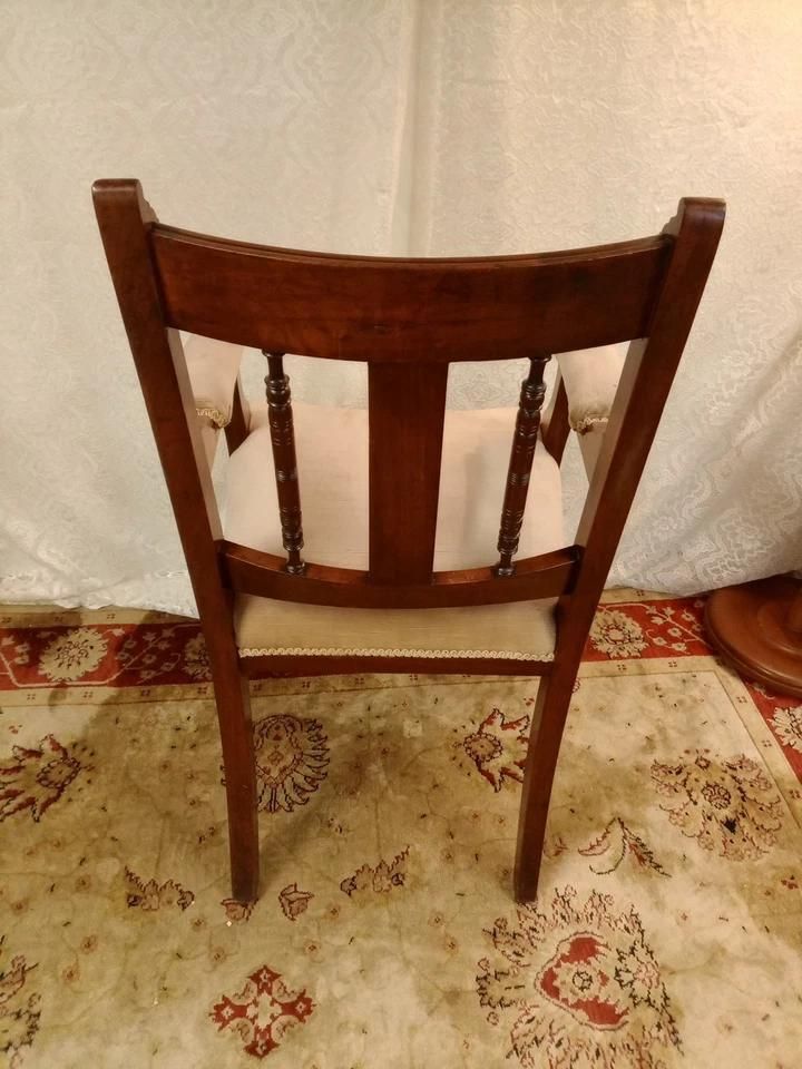Antique Pair Of Arm Chairs With Wood Carving And Exquisite Upholstery photo Furniture