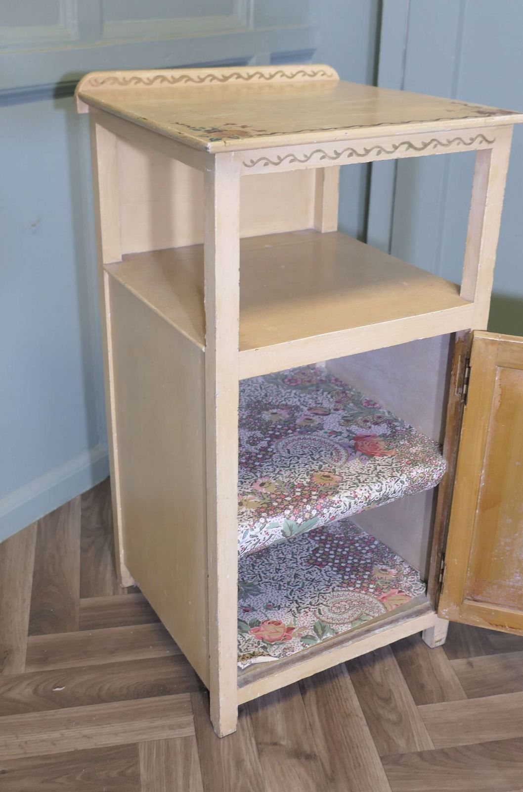 A Very Pretty Bedside Cupboard Hand Painted With Flowers photo vinterior