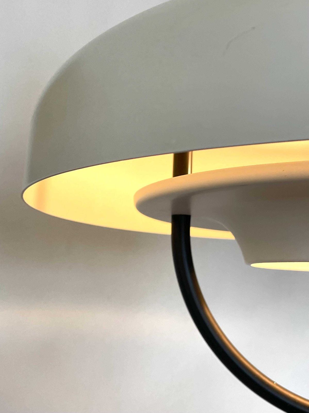 Postmodern Danish Vintage Design Ceiling Lamp In White Metal With Multilayer Shade And Cool Black Details photo 291.0