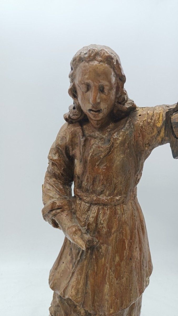 Antique Pair Golden Wood Sculptures Angels photo buy