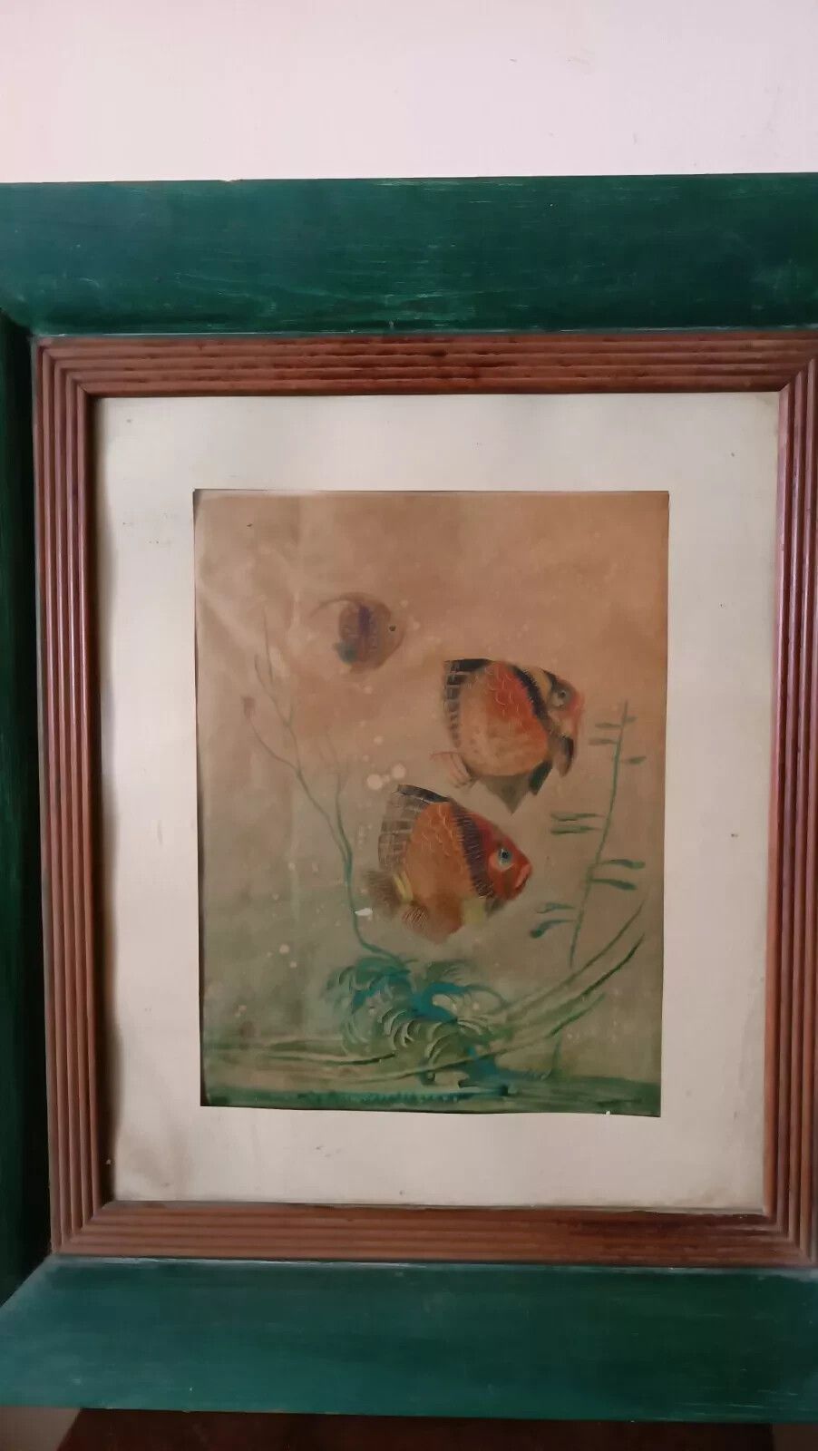 Mixed Media Painting Fish Silvio Polloni (Florence 1888 1972) Wooden Frame photo for sale