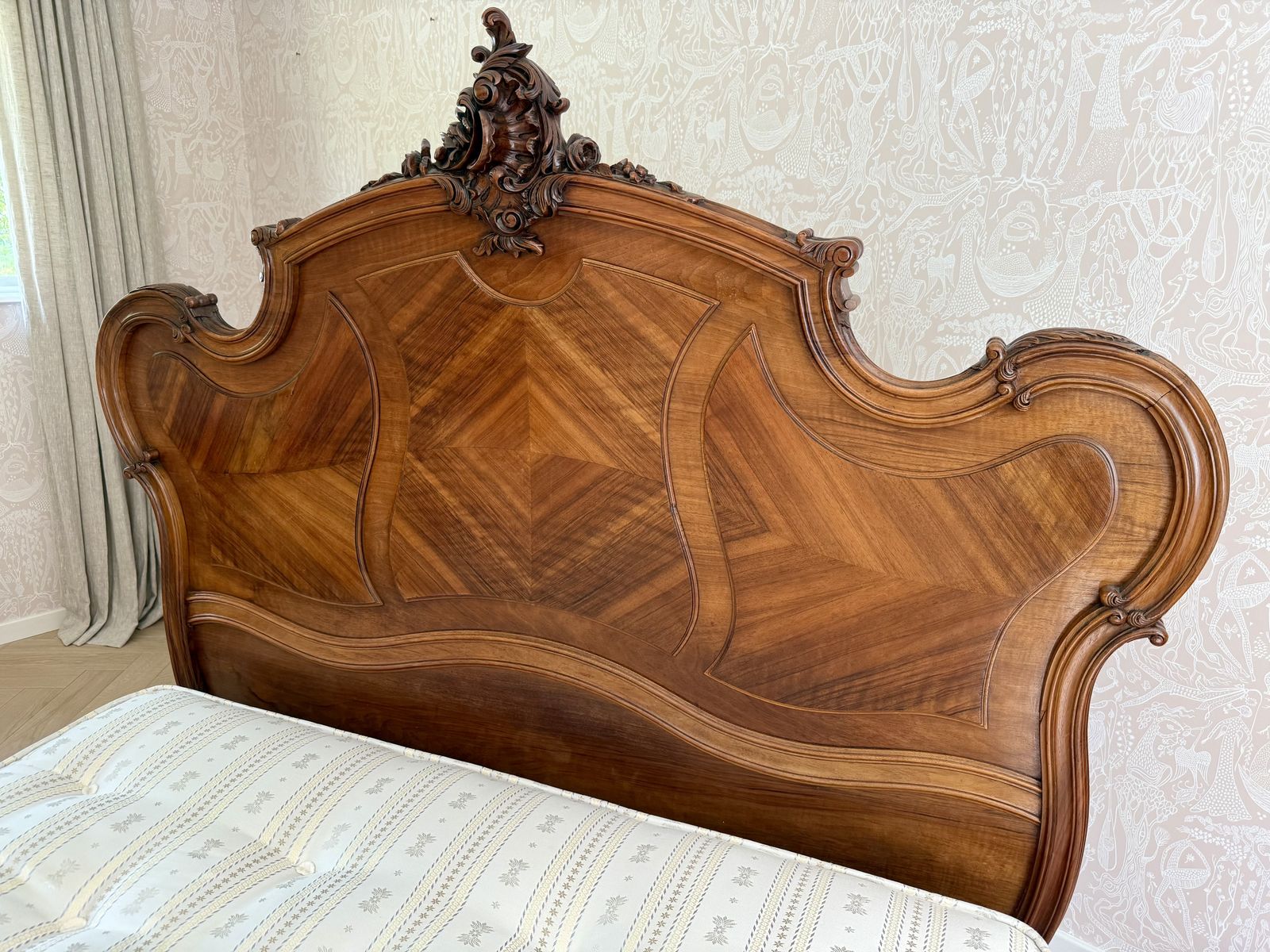 Louis XV Style Bed And Bedside Tables Walnut C1895 photo furniture