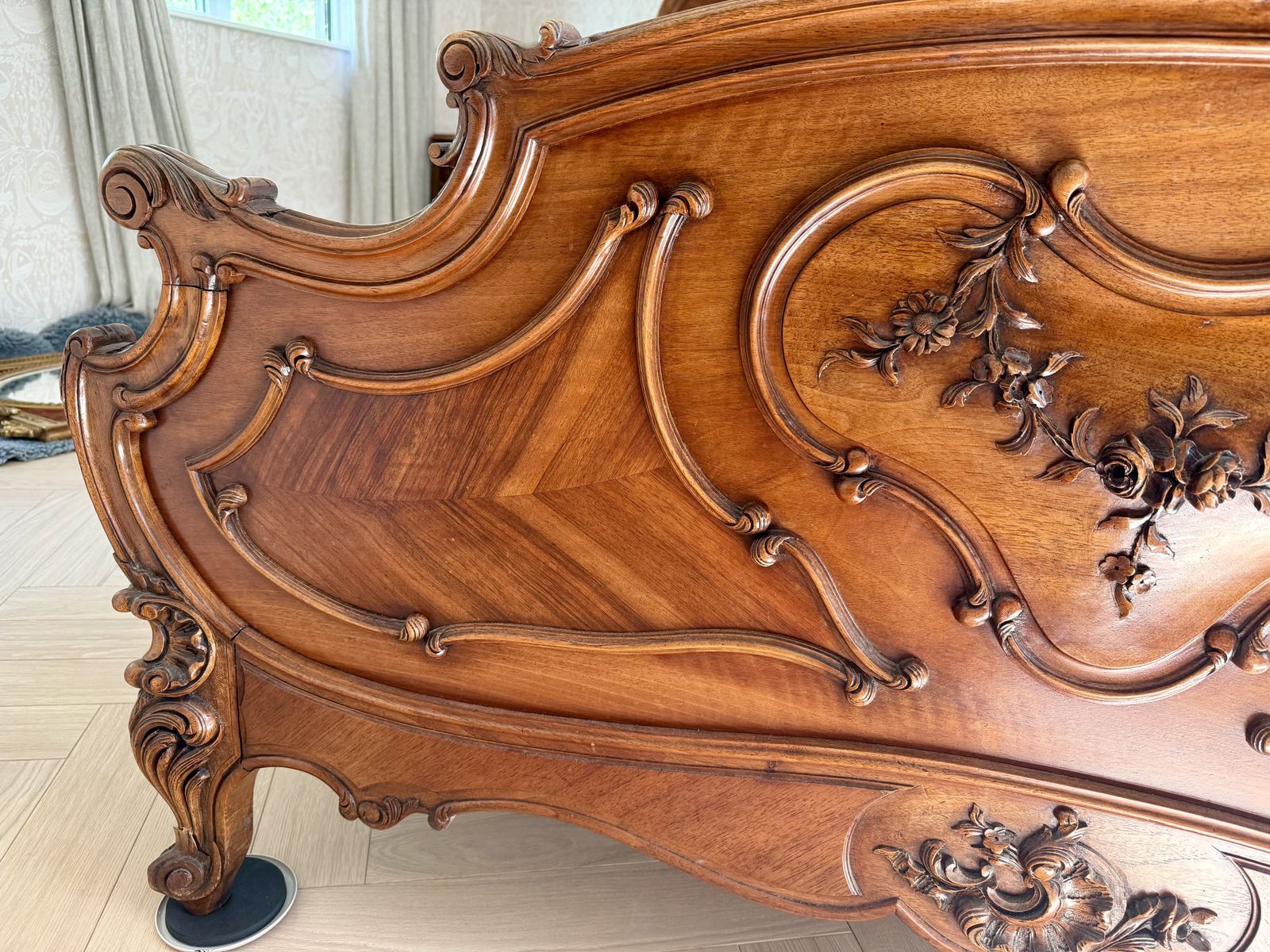 photo for sale Louis XV Style Bed And Bedside Tables Walnut C1895