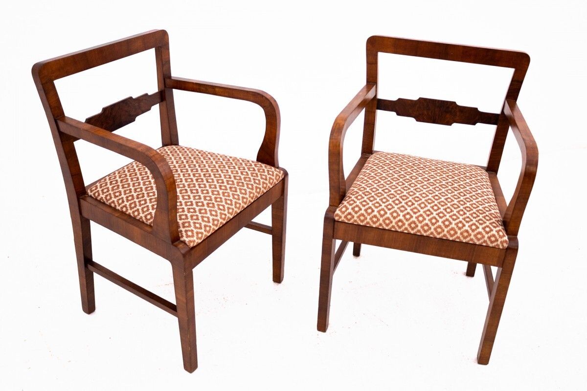 Pair Of Art Deco Armchairs From The 1940s, Poland.
