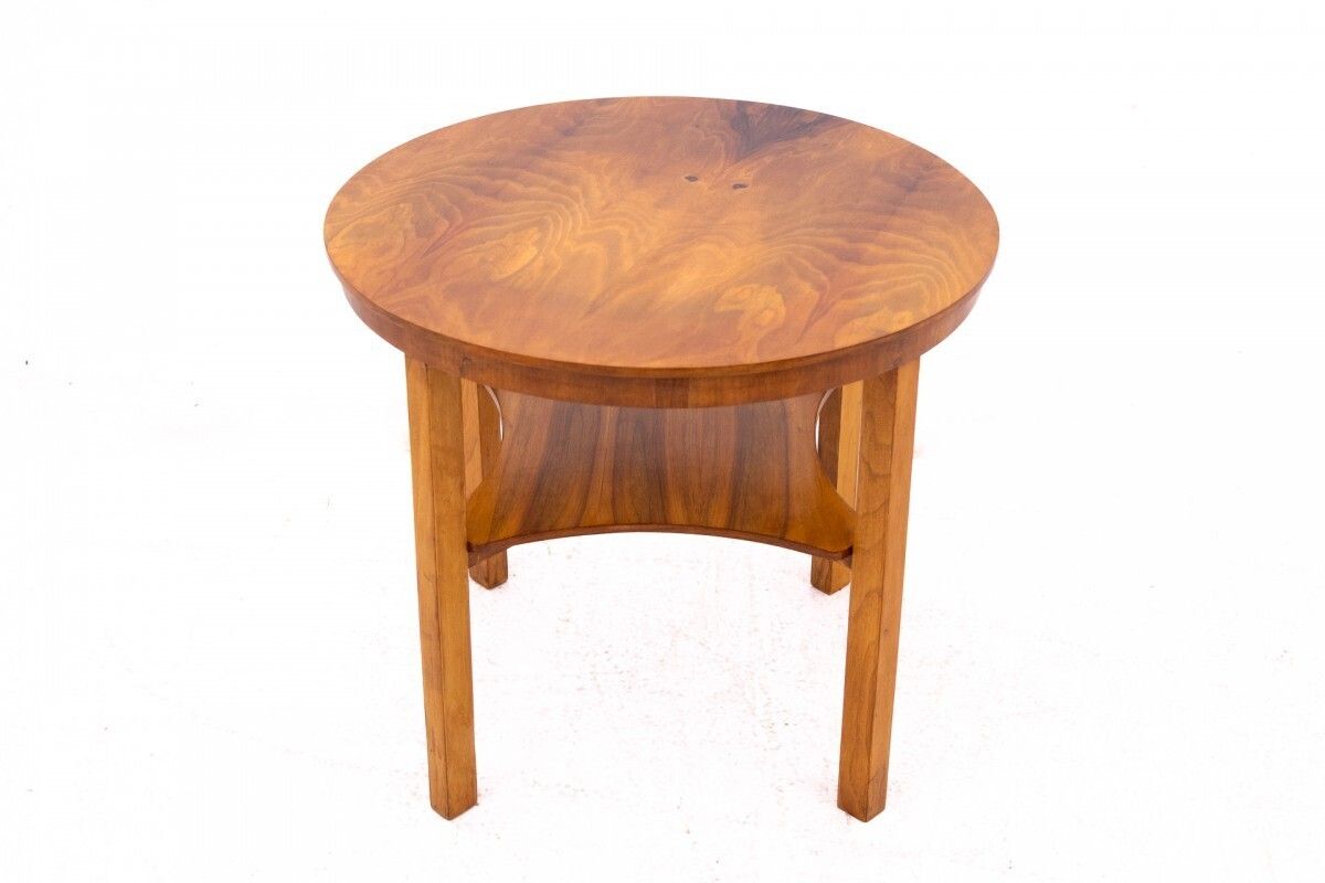 Art Deco Round Table From Around 1950, Poland. After Renovation.
