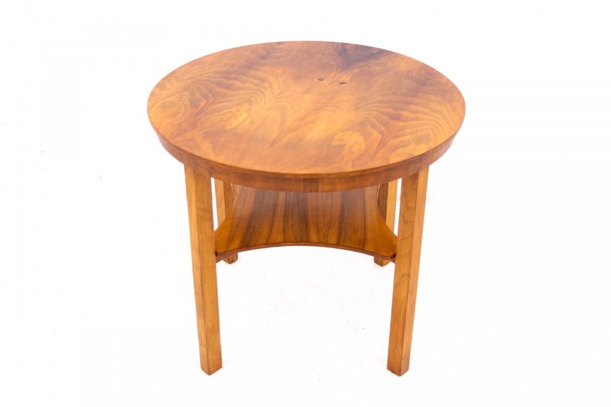 Art Deco Round Table From Around 1950, Poland. After Renovation. photo furniture