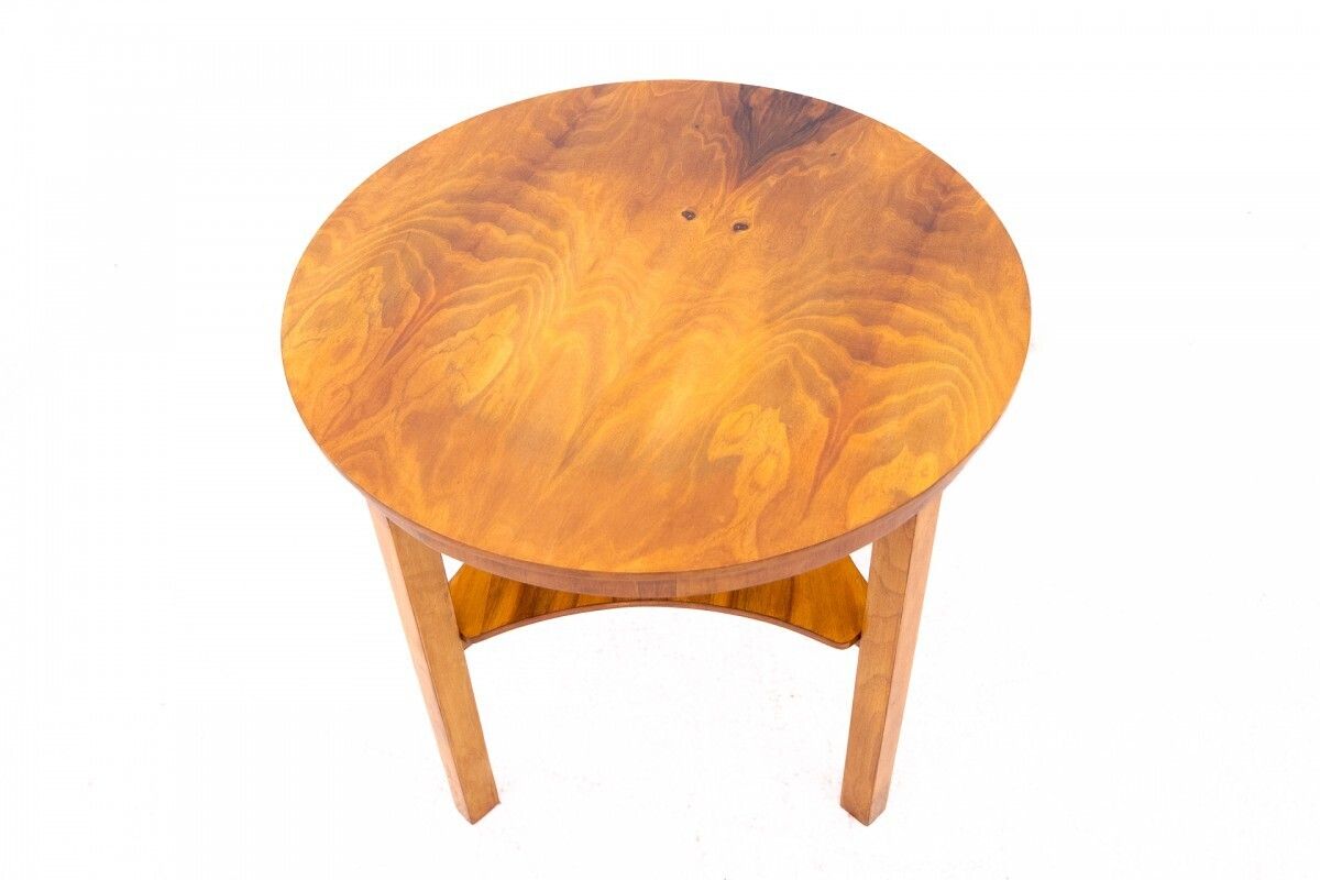 Art Deco Round Table From Around 1950, Poland. After Renovation. photo 972.0