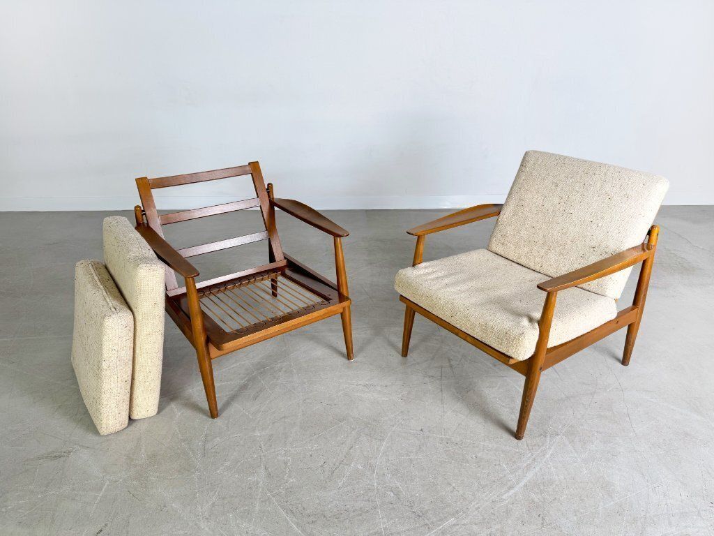 Furniture 2x Midcentury Easy Chair Light Vintage 1960s Lounge Chair photo