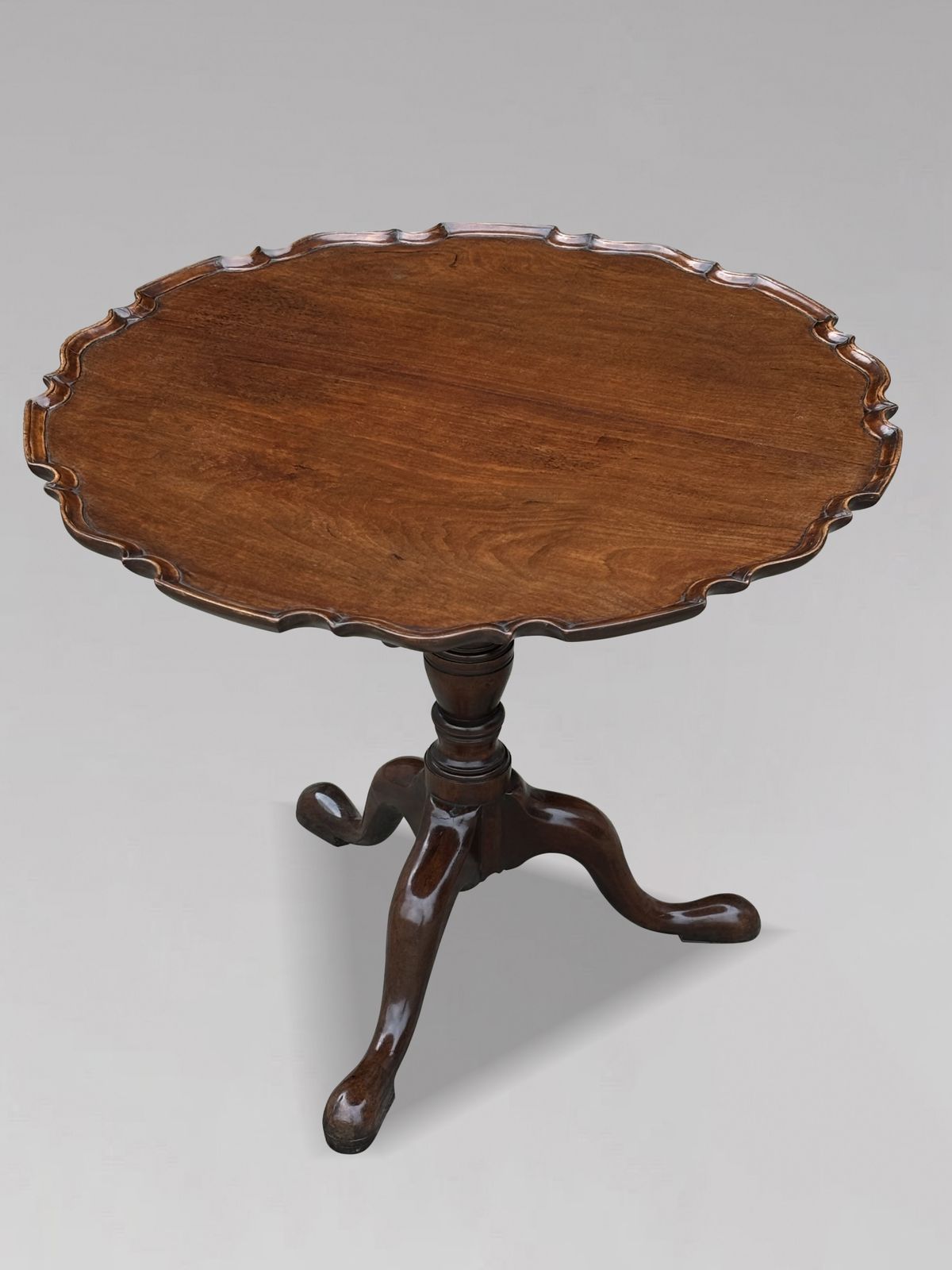 18th Century George III Period Mahogany Pie Crust Edge Tripod Table photo 2200.0