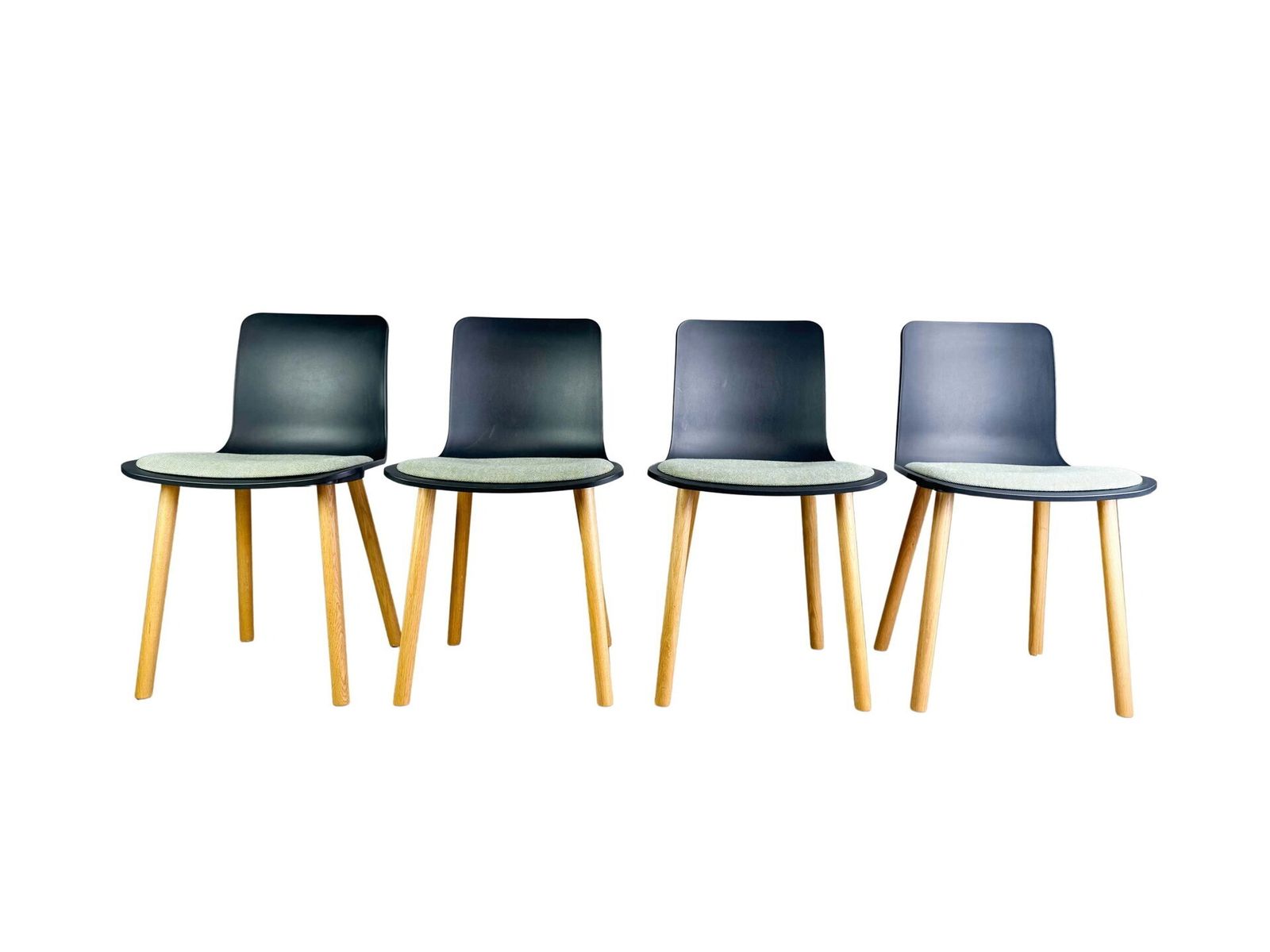 Set Of 4 Vitra Chairs Hal Wood With Seat Cushion Jasper Morrison Design