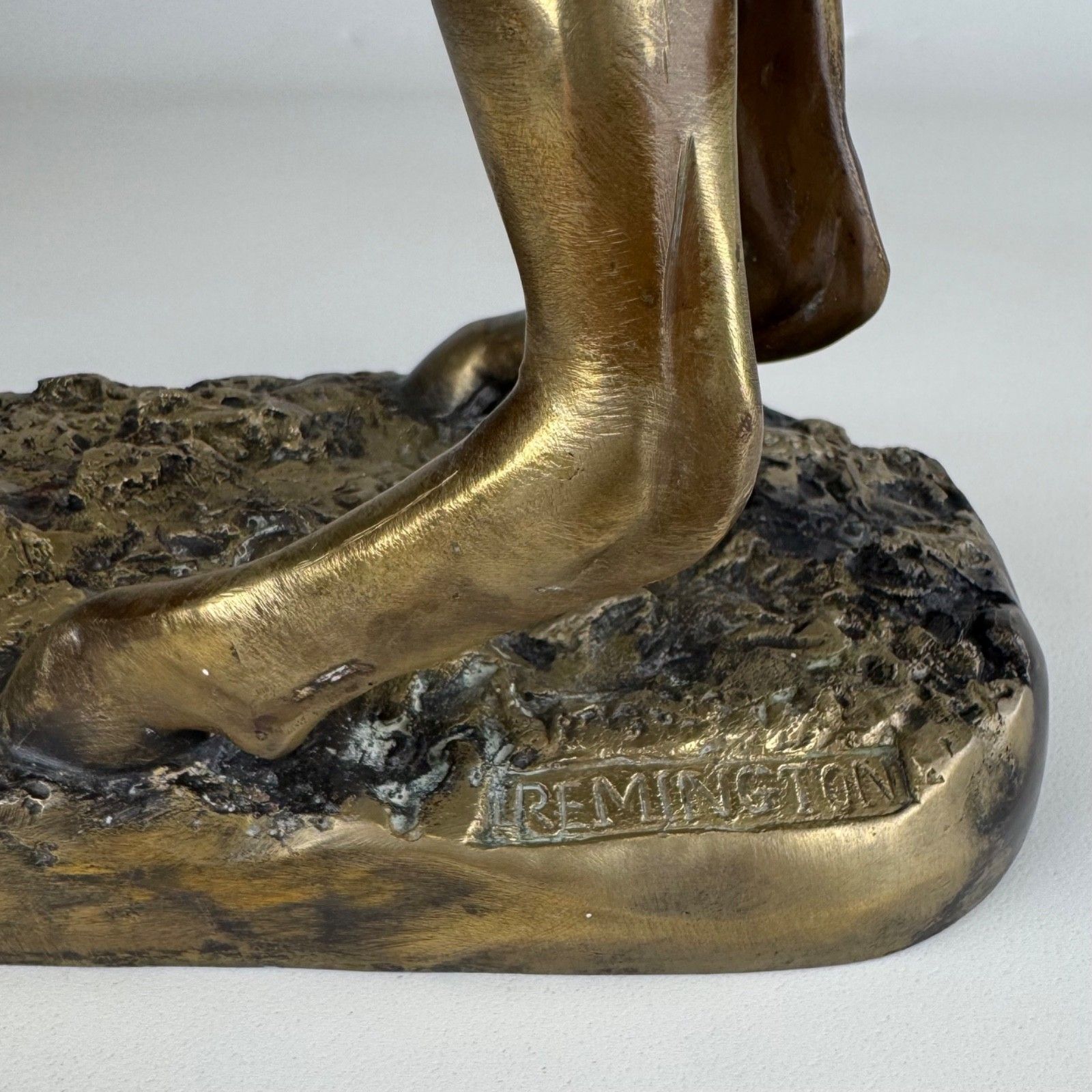 Art Antique 20th Century Brass Sculpture By Frederic Remington photo