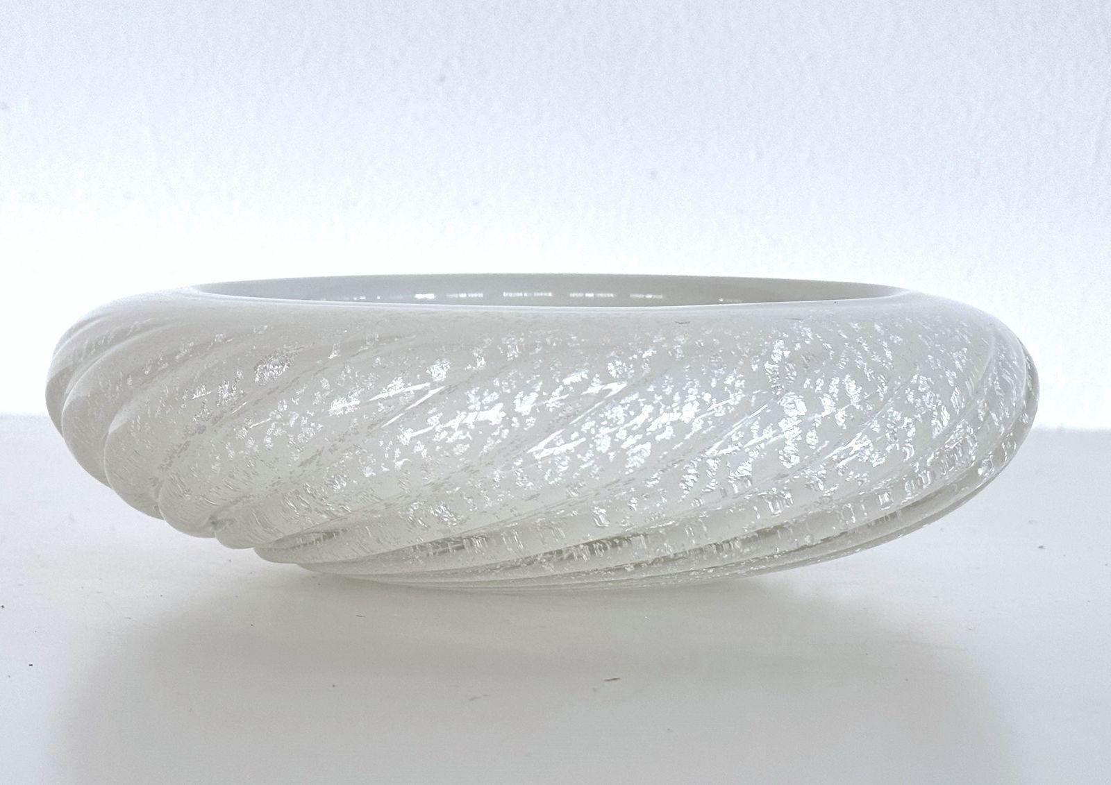 photo furniture Italian Murano Glass Bowl Or Vide Poche In Twisted Glass With Shimmering, 1970s