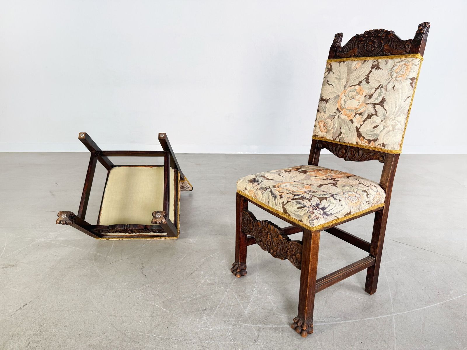 photo furniture Original Set Of 2 Neo Baroque Chairs Antique Wood Carving Floral