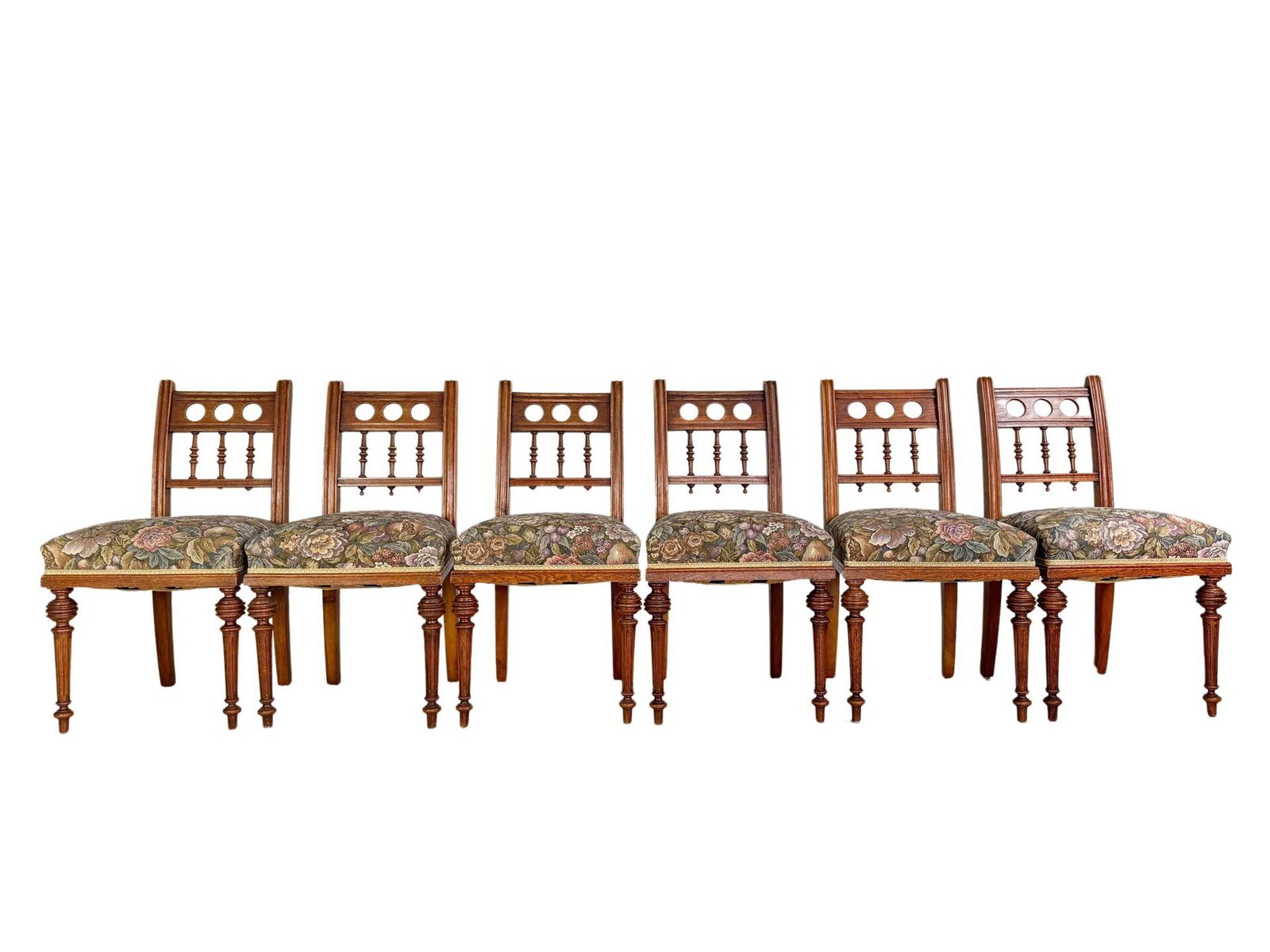 Set Of 6 Original Art Nouveau Chairs Antique Dining Chair Carving